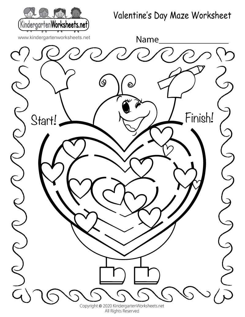 Free Printable Fun Valentine s Day Maze Worksheet Free Printable Fun Valentine s Day Maze Worksheet
