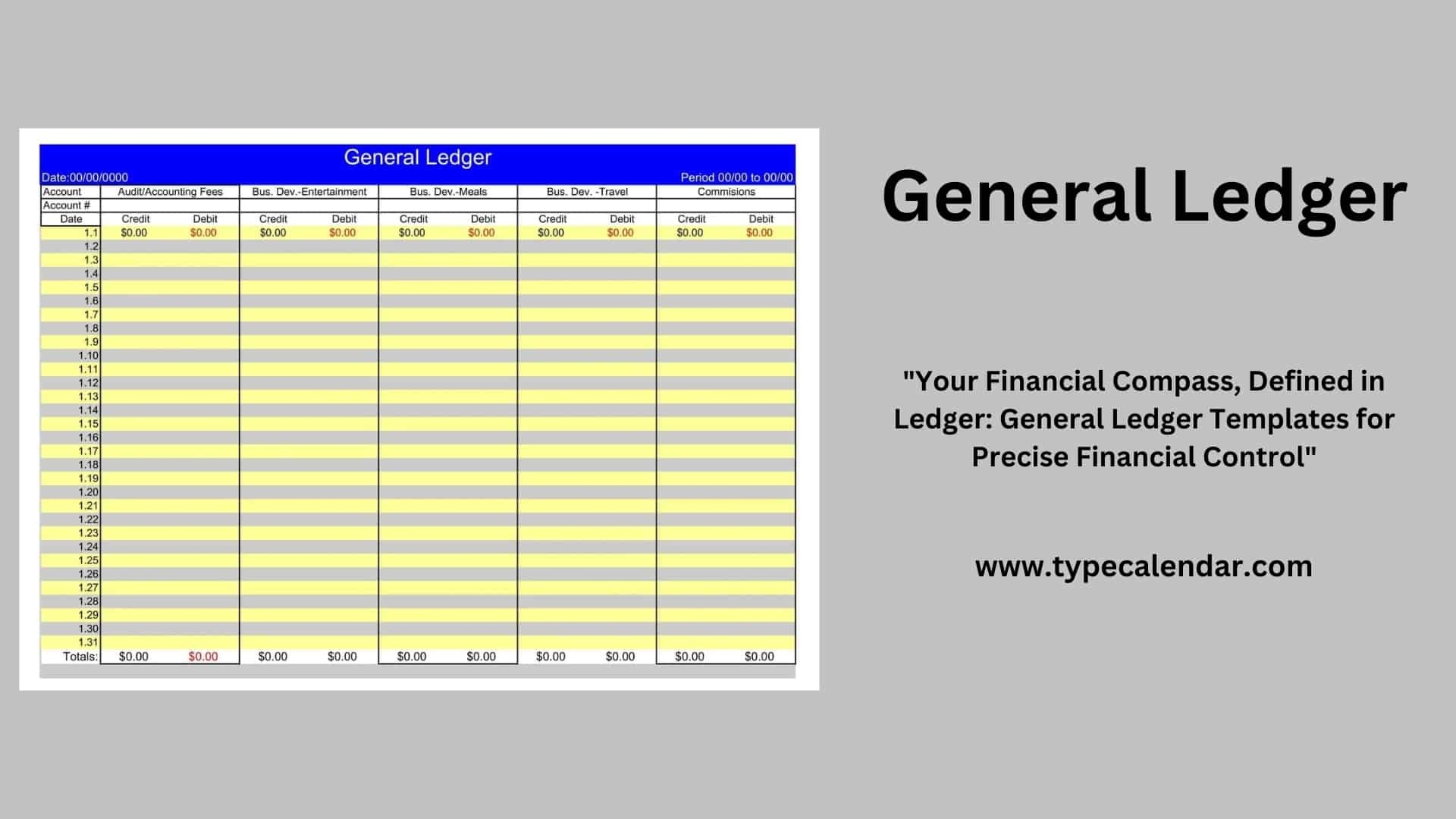 Free Printable General Ledger Templates Word U0026 Excel U0026 PDF Small Business