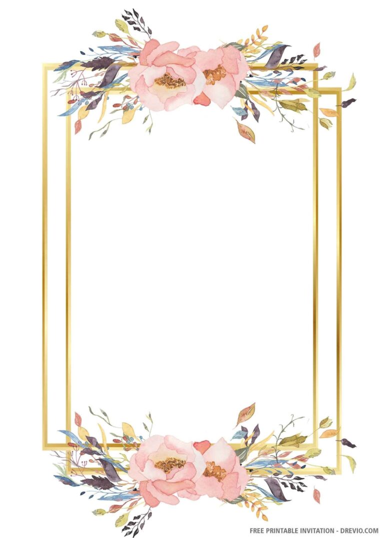 FREE PRINTABLE Gold Wedding Invitation Template Worksheets Library