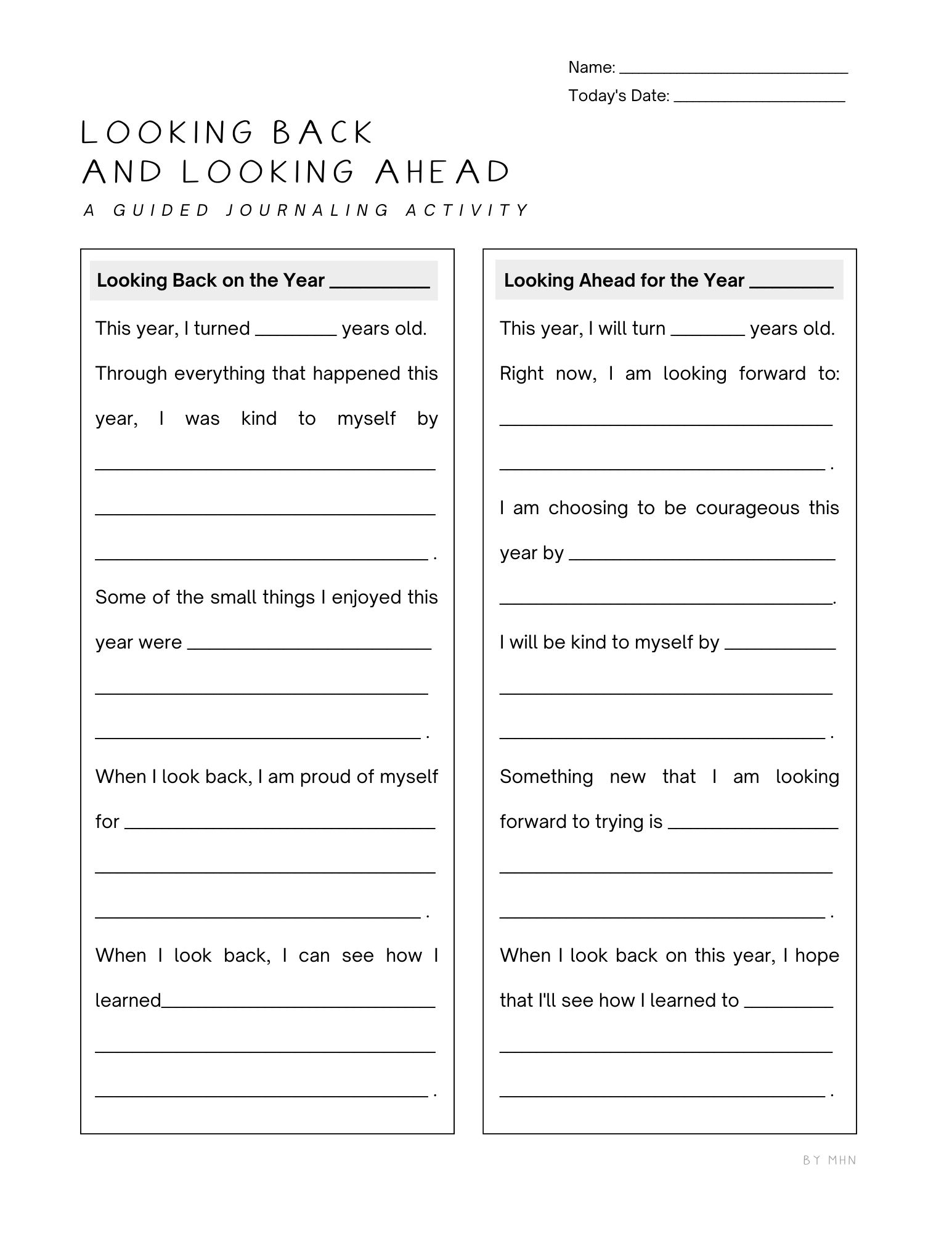 Free Printable Guided Journal Activities And Coloring Sheets 