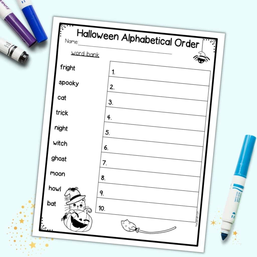 Free Printable Halloween Theme Alphabetizing Worksheet The Free Printable Halloween Theme Alphabetizing Worksheet The