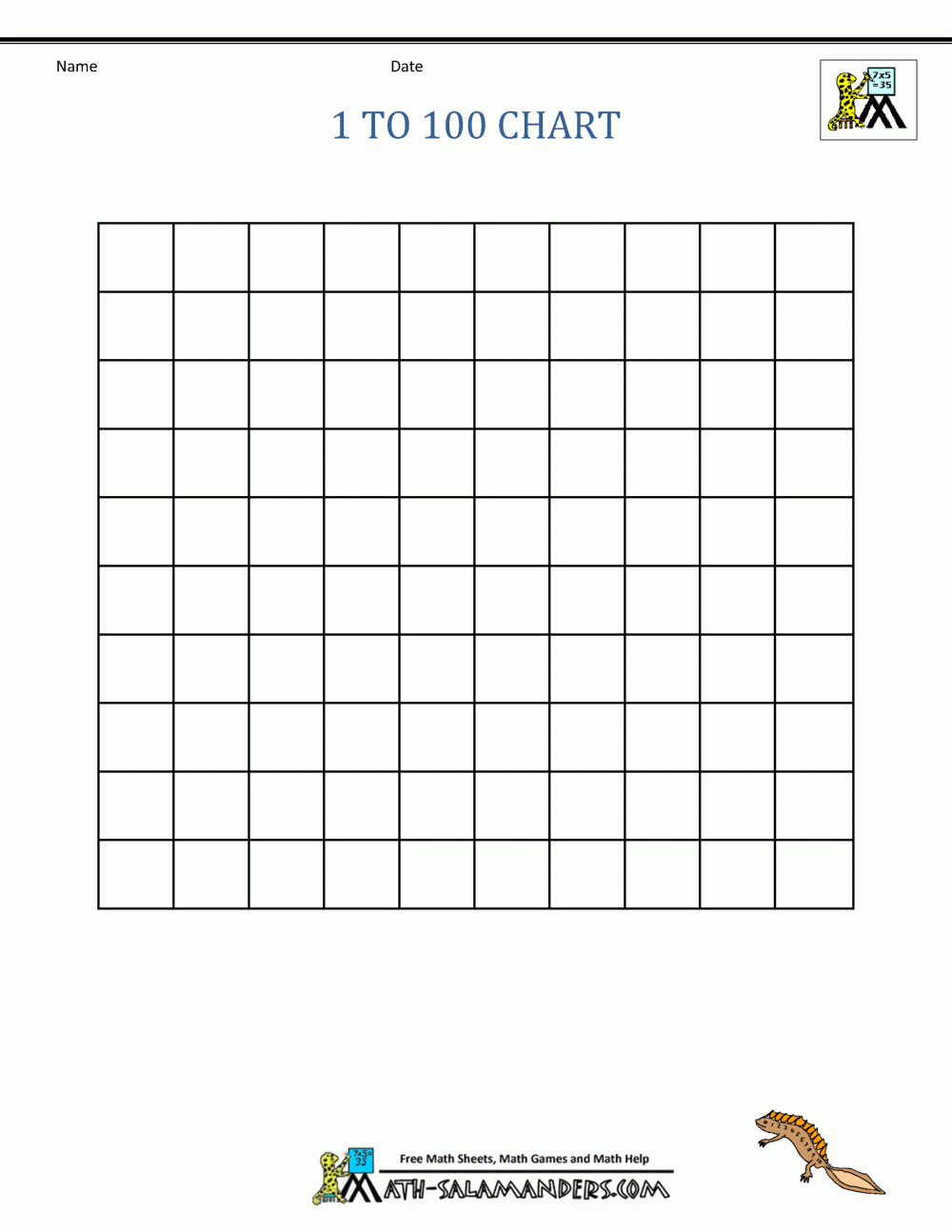 Free Printable Hundred Number Chart Worksheets Library