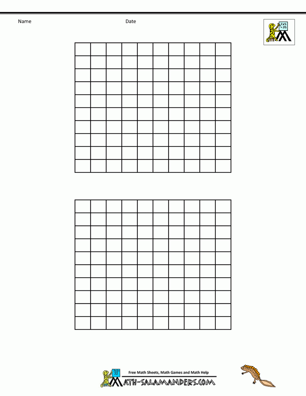 100 Chart Free Printable Blank