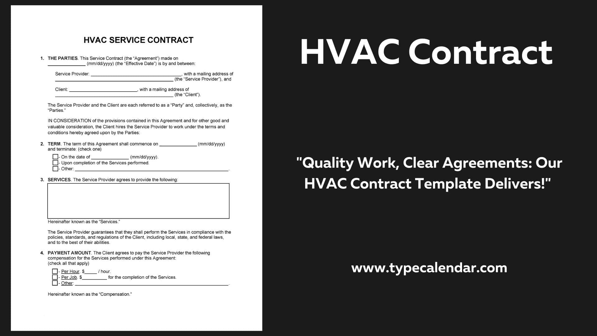 Free Printable HVAC Contract Agreement Templates Service U0026 Maintenance 