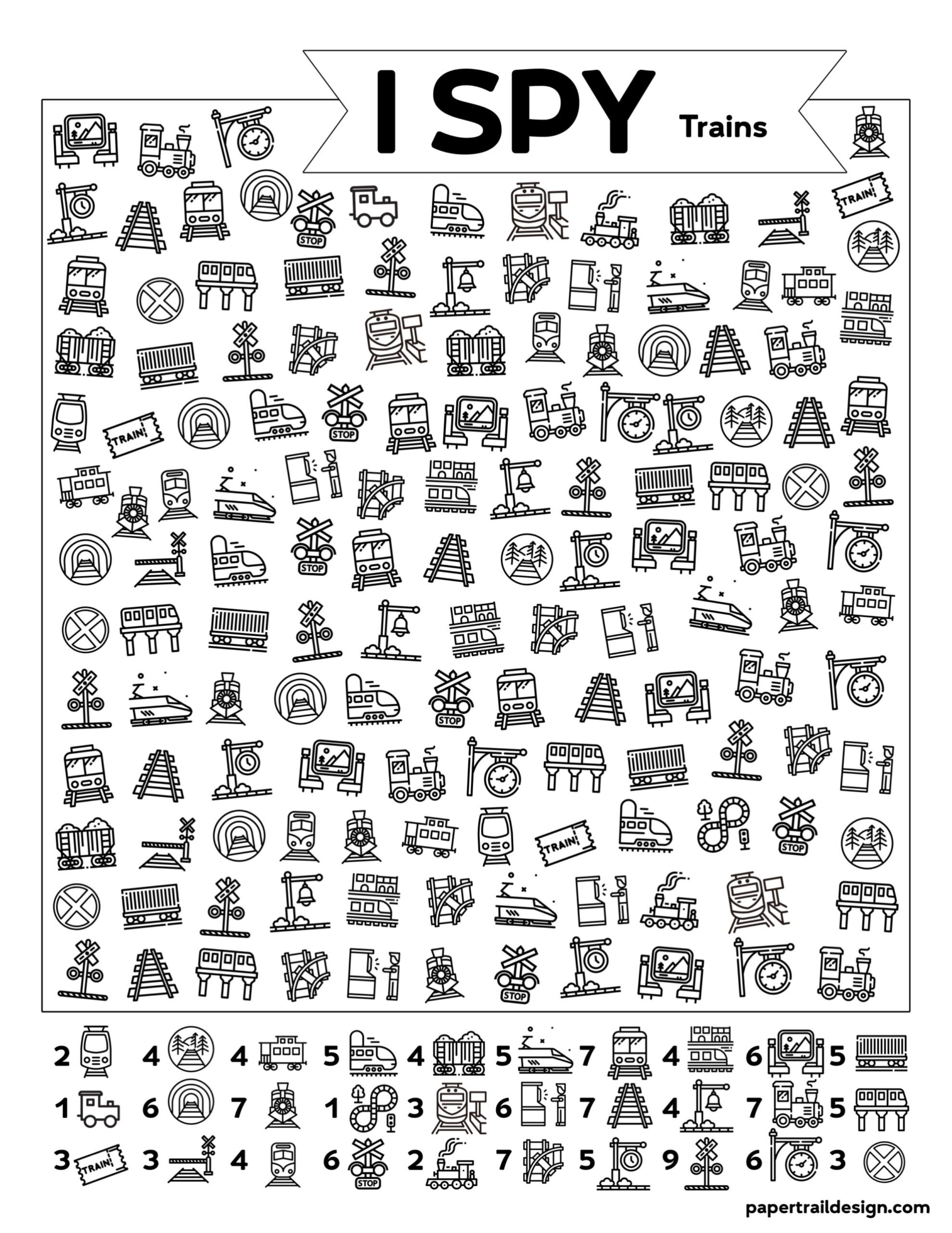 Free Printable I Spy Trains Activity Paper Trail Design Free Printable I Spy Trains Activity Paper Trail Design