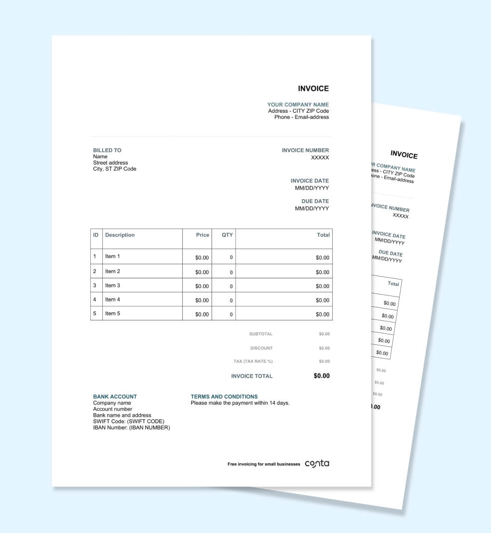 Free Printable Invoice Template Excel Word PDF Australia
