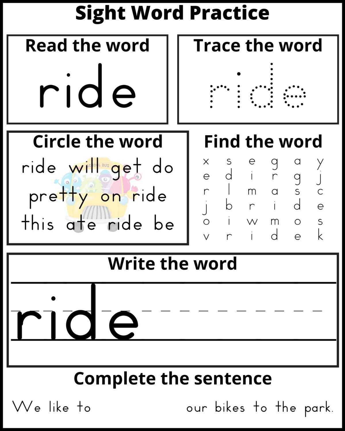Free Printable Worksheets For Sightwords Kindergarden