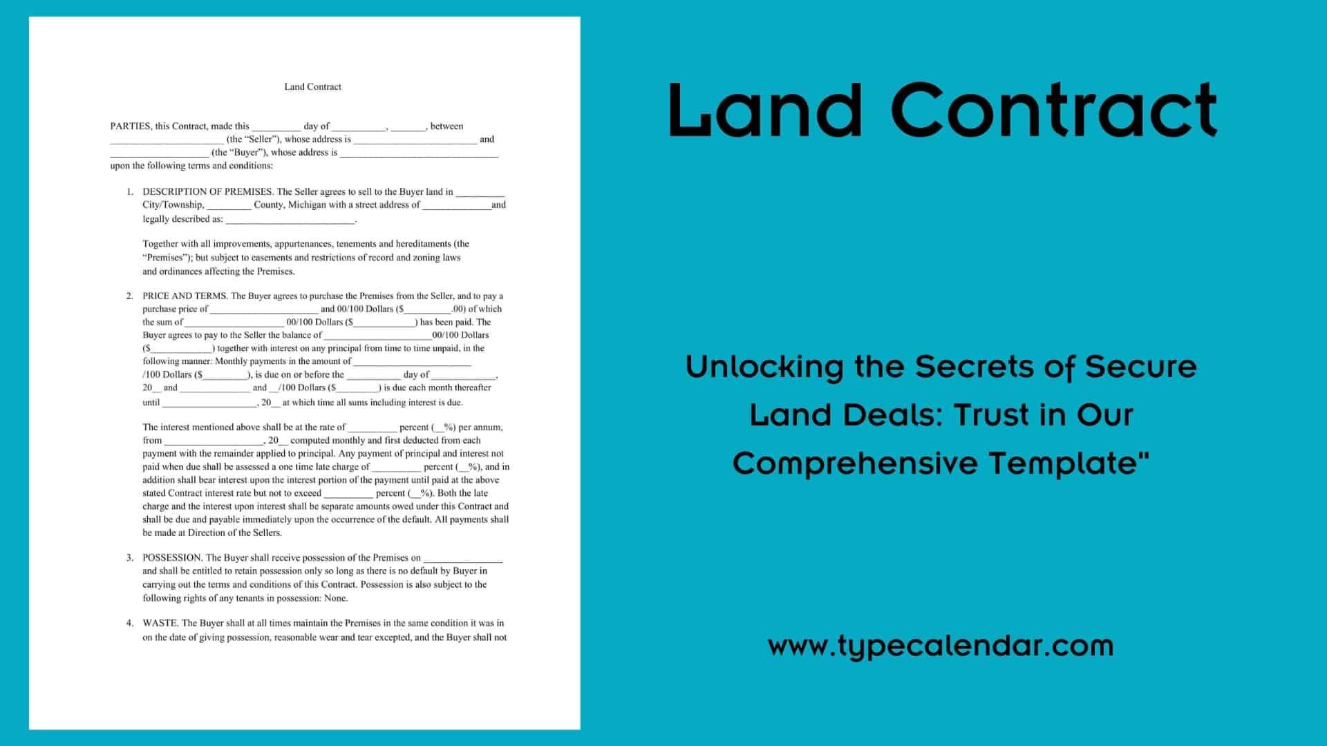 Free Printable Land Contract Templates Word PDF Simple