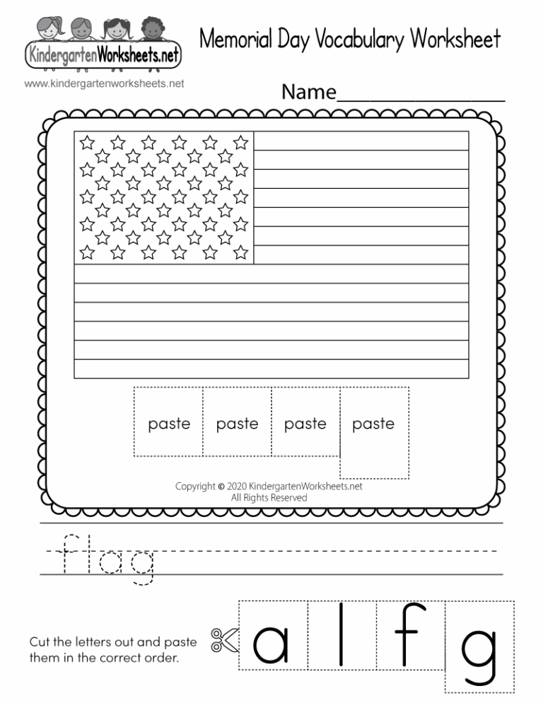 Free Printable Memorial Day Vocabulary Worksheet