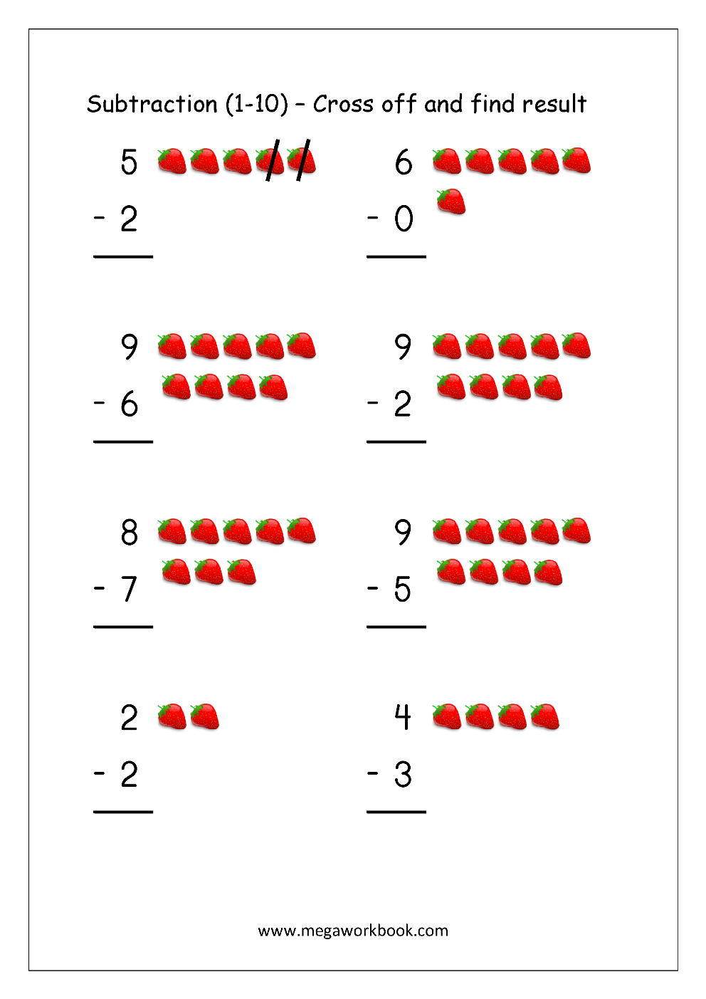 Free Printable Number Subtraction 1 10 Worksheets For Grade 1 Worksheets Library