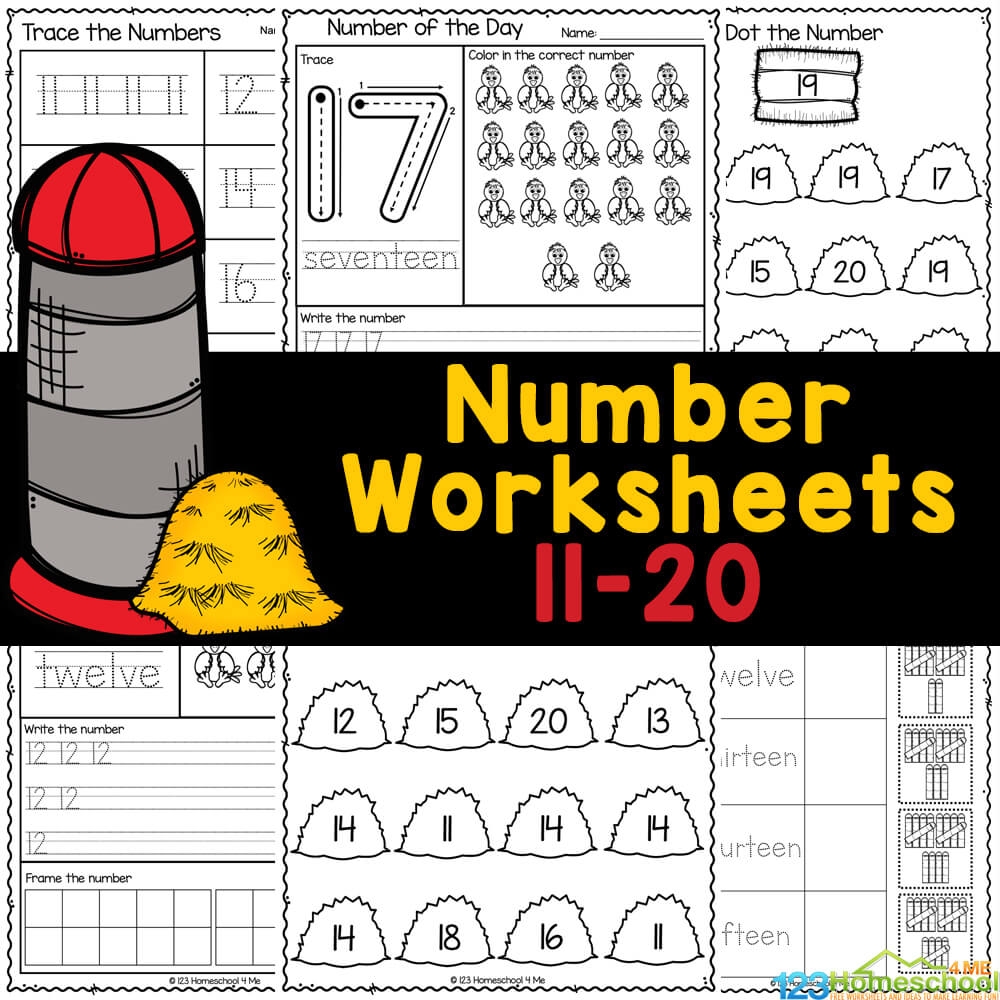 FREE Printable Number Worksheets 11 20 For Kindergarten