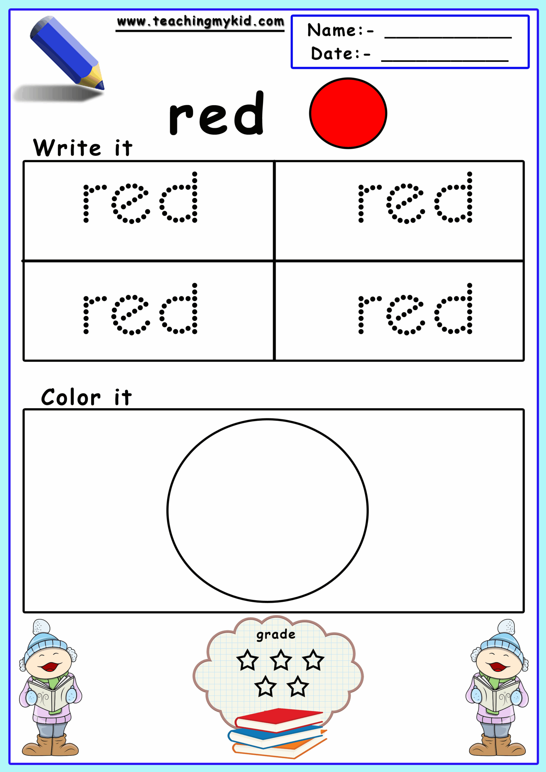 Free Printable Preschool Worksheets Color Identification 