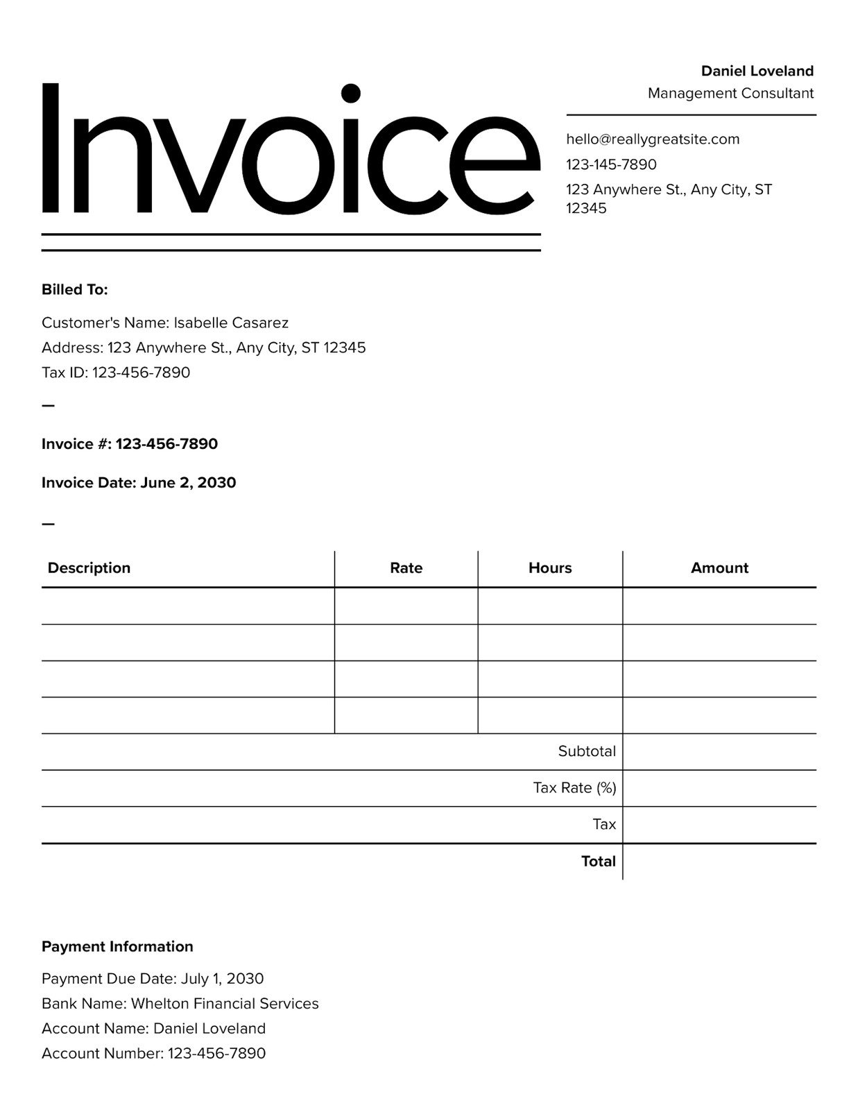 Fre Blank Printable Invoice