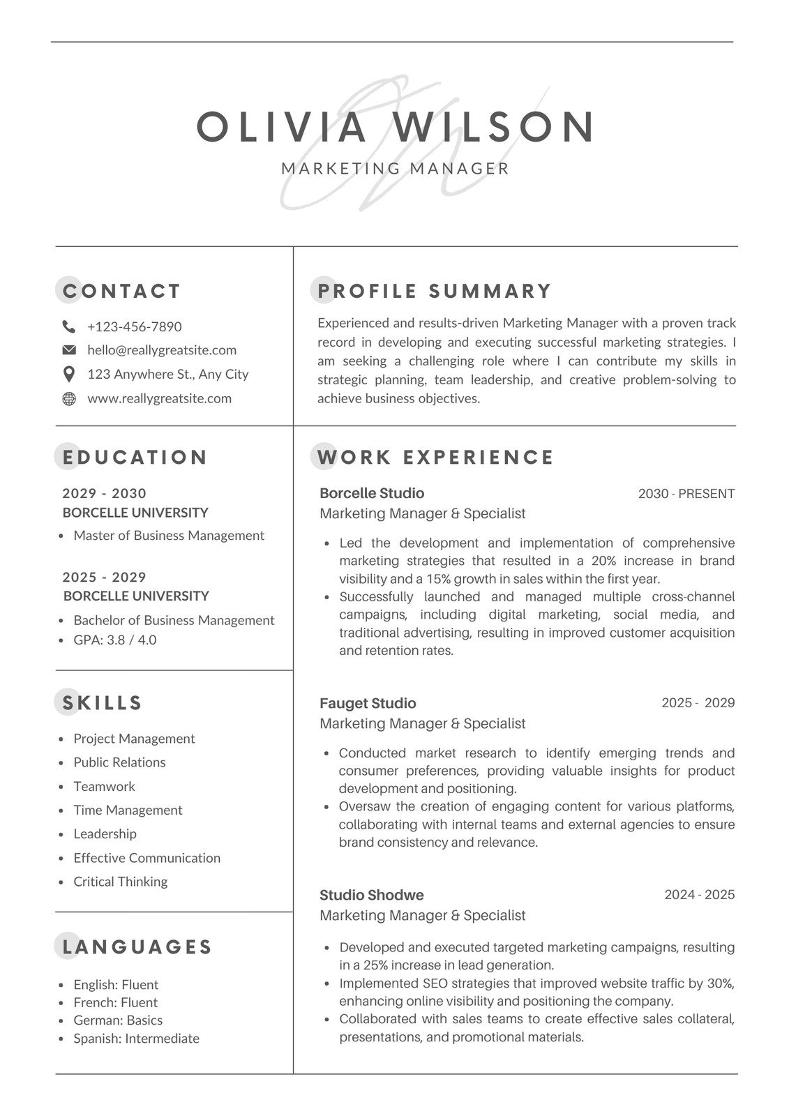 Free Blank Printable Resume