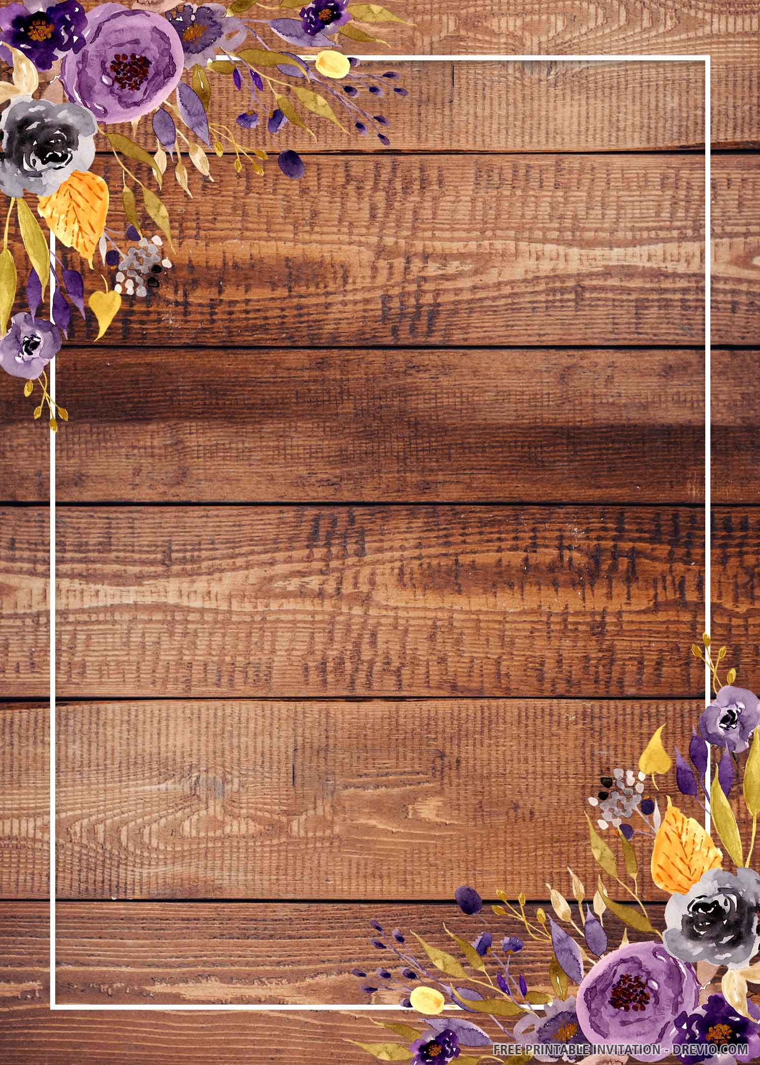 FREE PRINTABLE Rustic Wedding Invitation Templates Drevio 