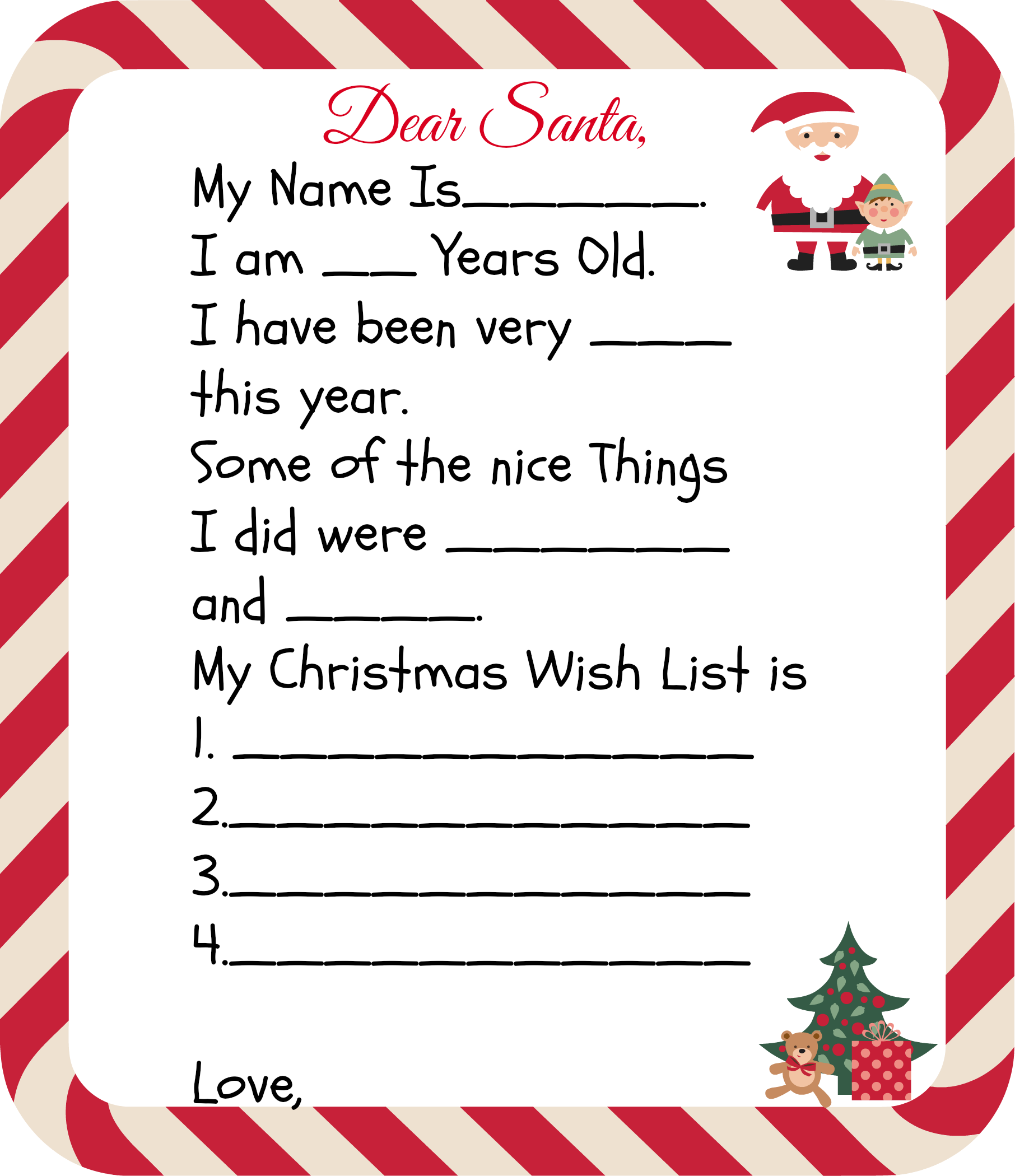 Free Blank Printable Santa Letter