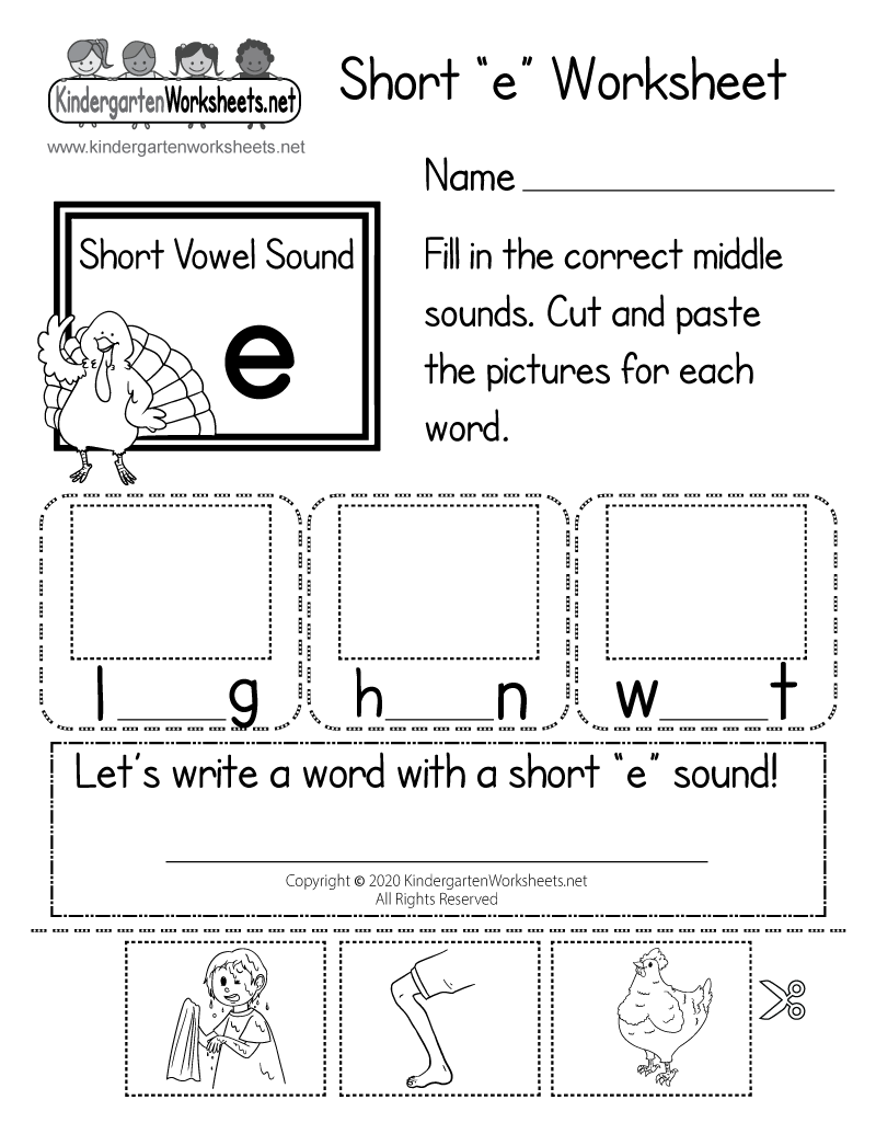 Free Printable Short e Worksheet Worksheets Library