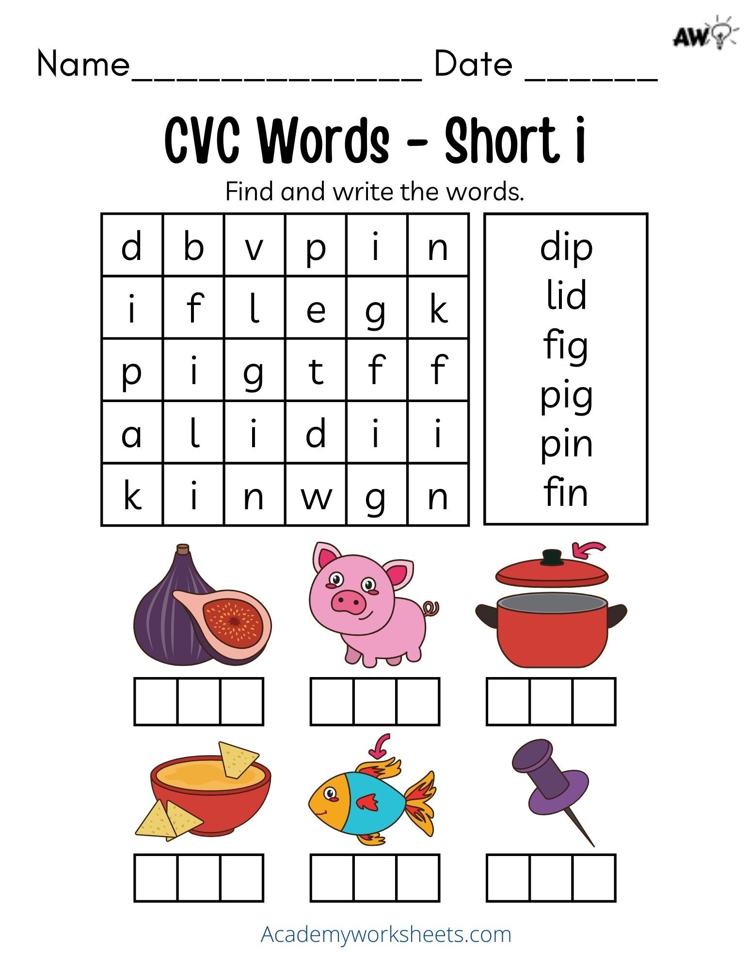 Free Printable Short Vowels Worksheets