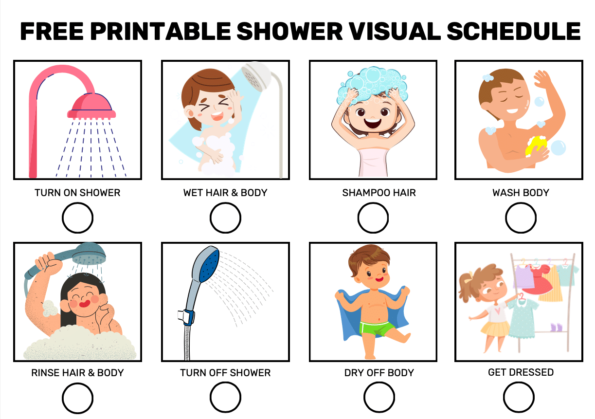 Free Printable Shower Visual Schedule Goally