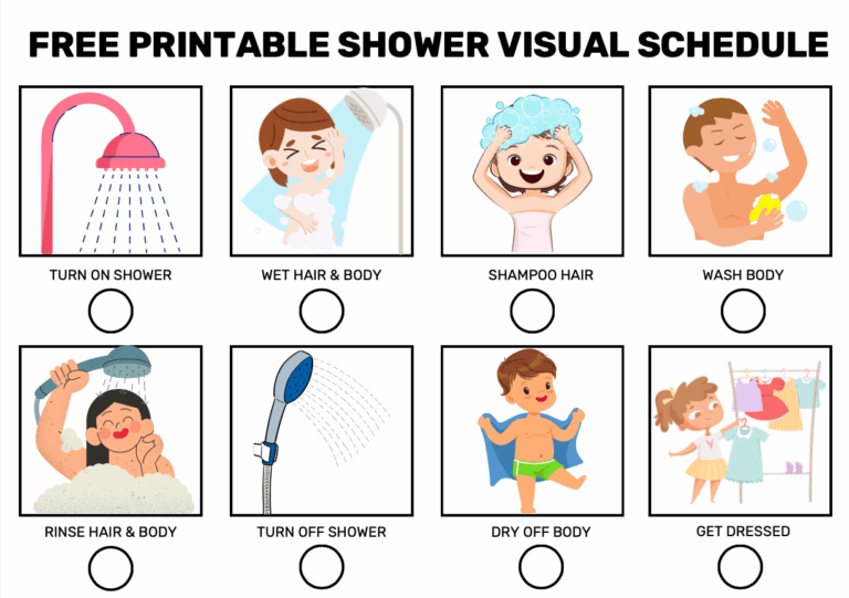 Free Printable Shower Visual Schedule Goally