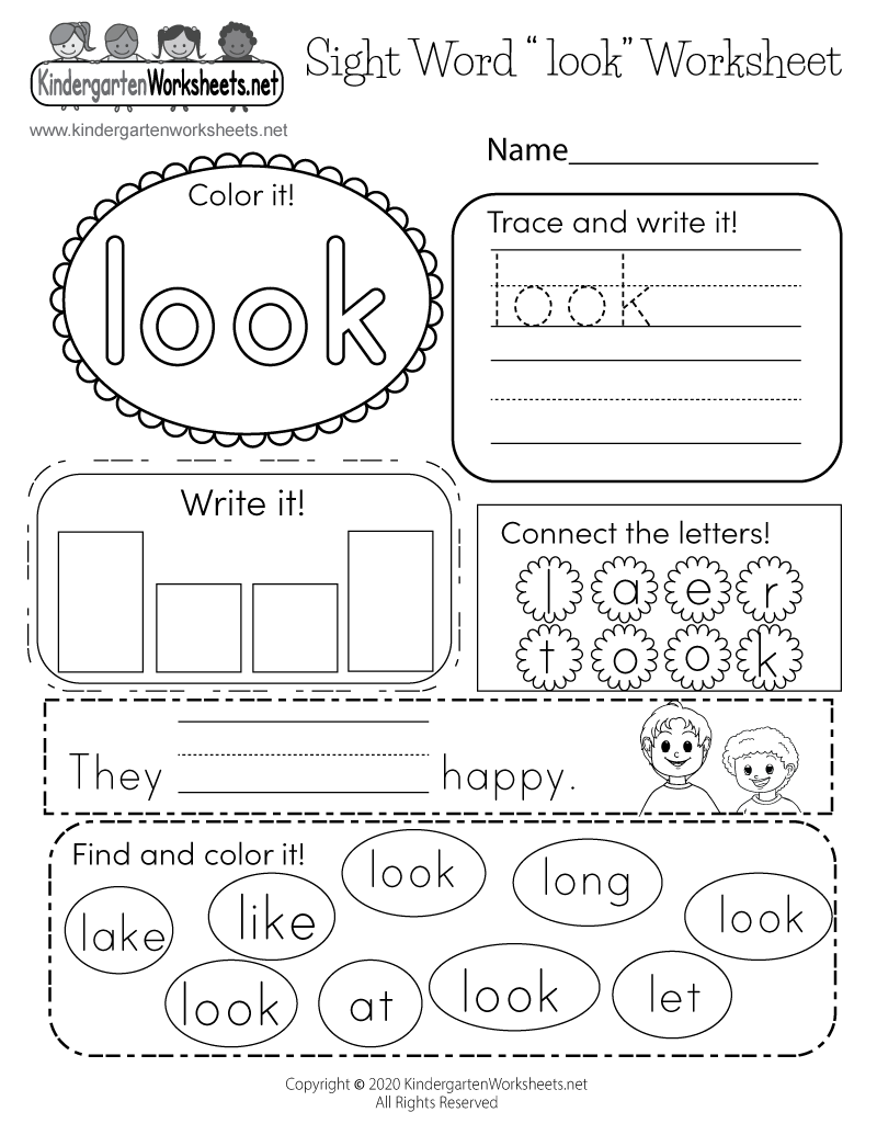 Free Printable Sight Word look Worksheet Free Printable Sight Word look Worksheet