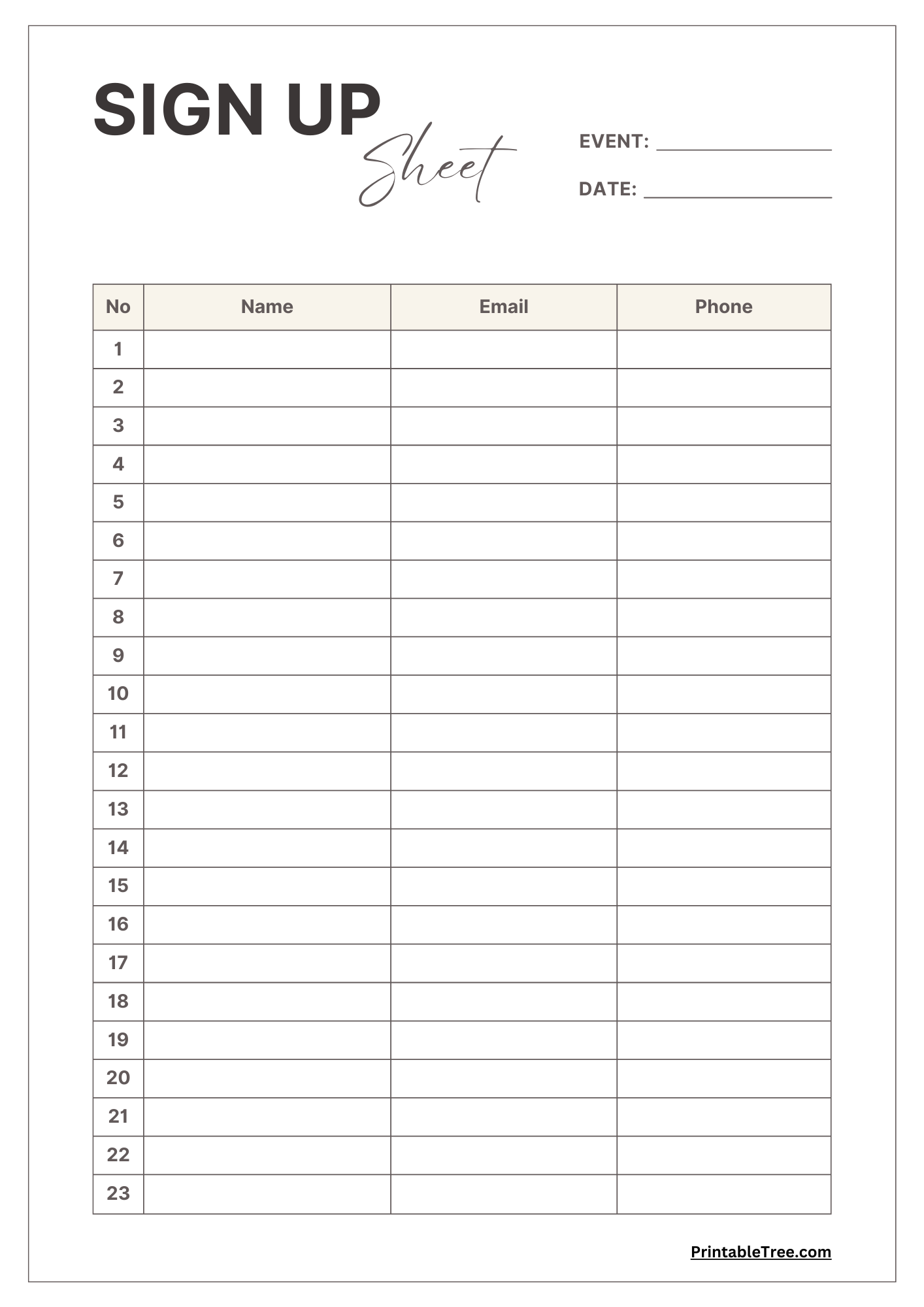 Free Printable Sign up And Sign in Sheet PDF Templates