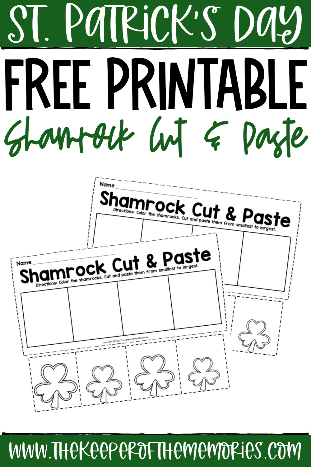 Free Printable St Patrick s Day Cut And Paste Worksheets The Keeper Of The Memories