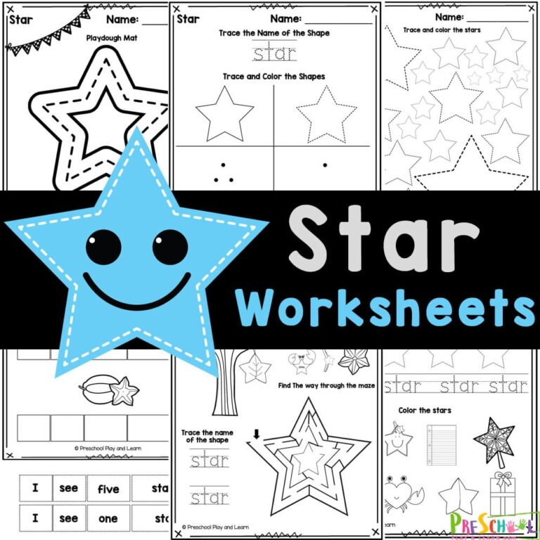 FREE Printable STAR Shape Worksheets For Preschool