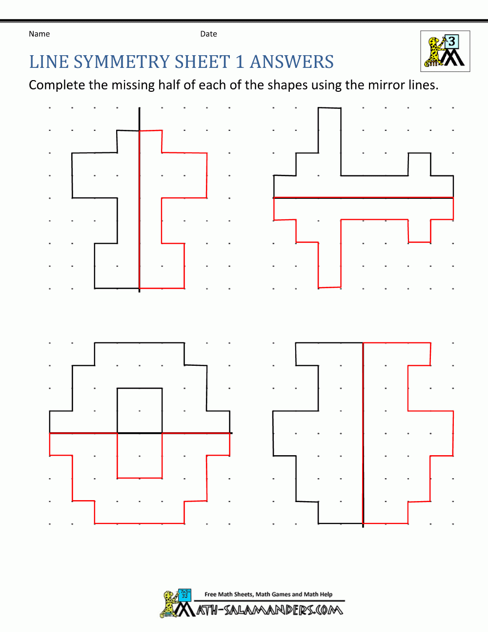Free Printable Symmetry Worksheets Grade 3