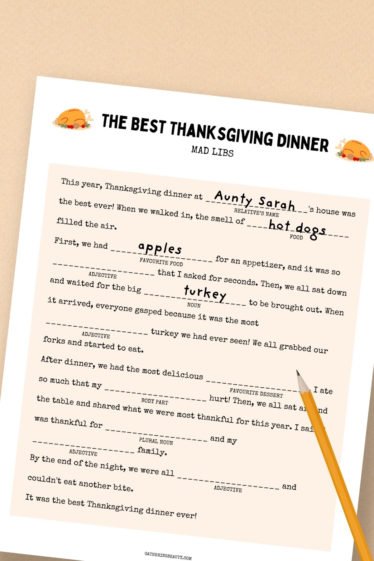 Free Printable Thanksgiving Mad Libs Worksheets
