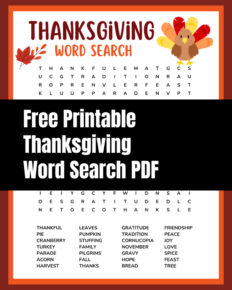 Free Printable Thanksgiving Word Search Worksheets
