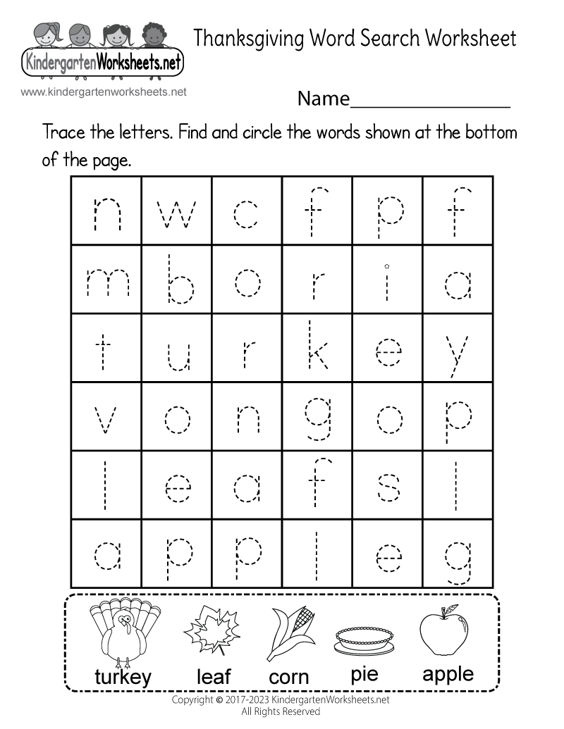 Free Printable Thanksgiving Word Search Worksheet