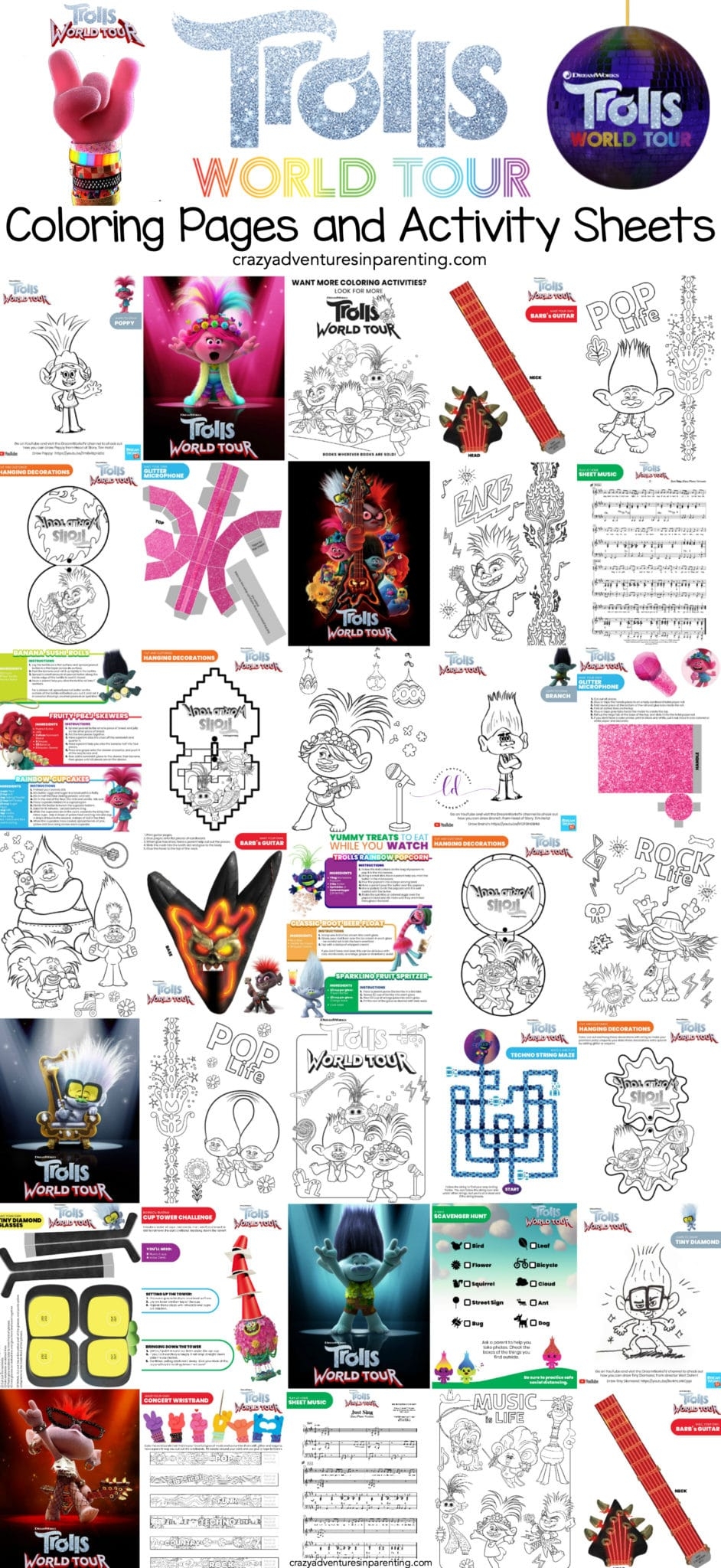 Free Printable TROLLS Coloring Pages Activity Sheets Zoom Backgrounds U0026 More Crazy Adventures In Parenting