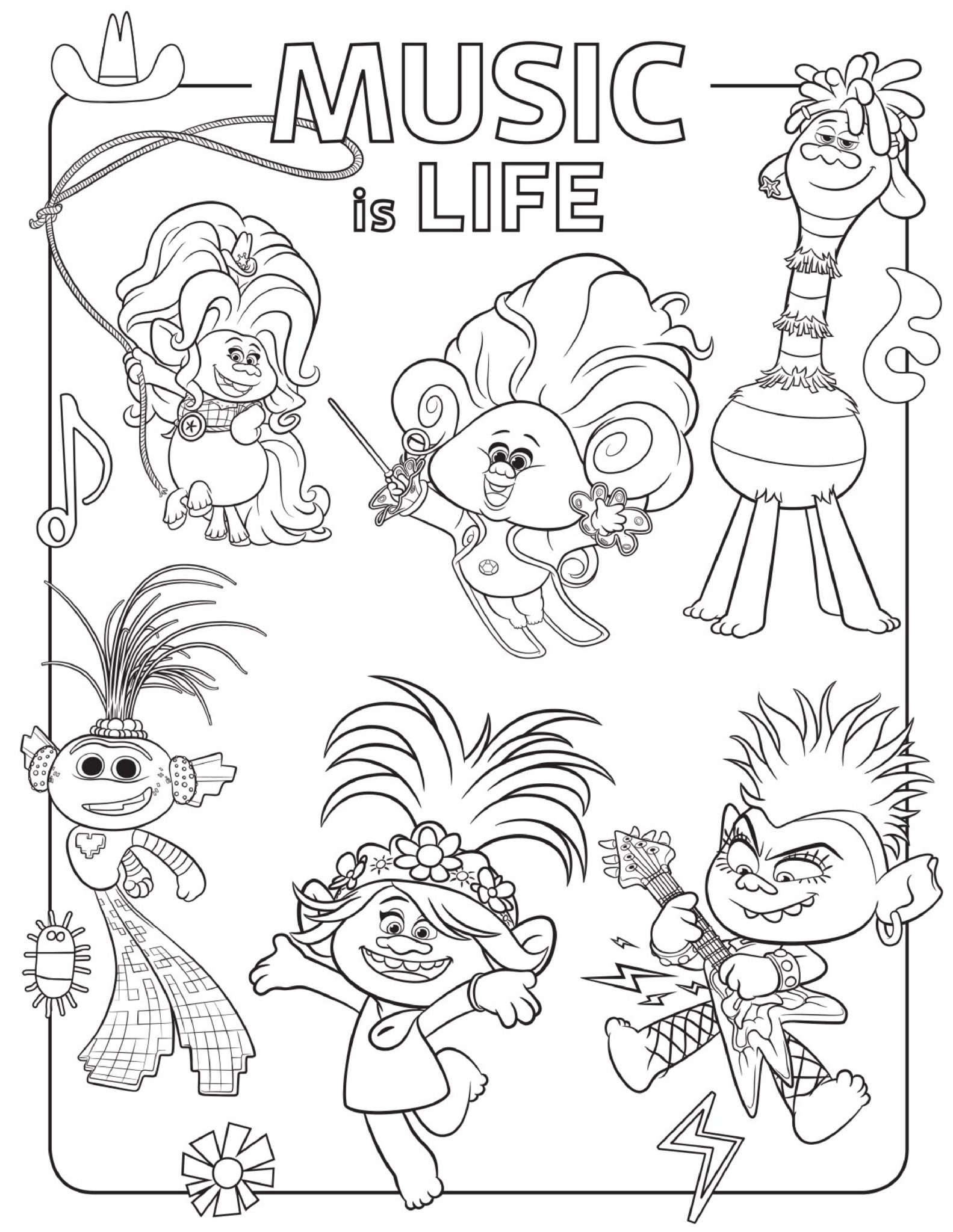 Free Printable TROLLS Coloring Pages Activity Sheets Zoom Backgrounds U0026 More Crazy Adventures In Parenting