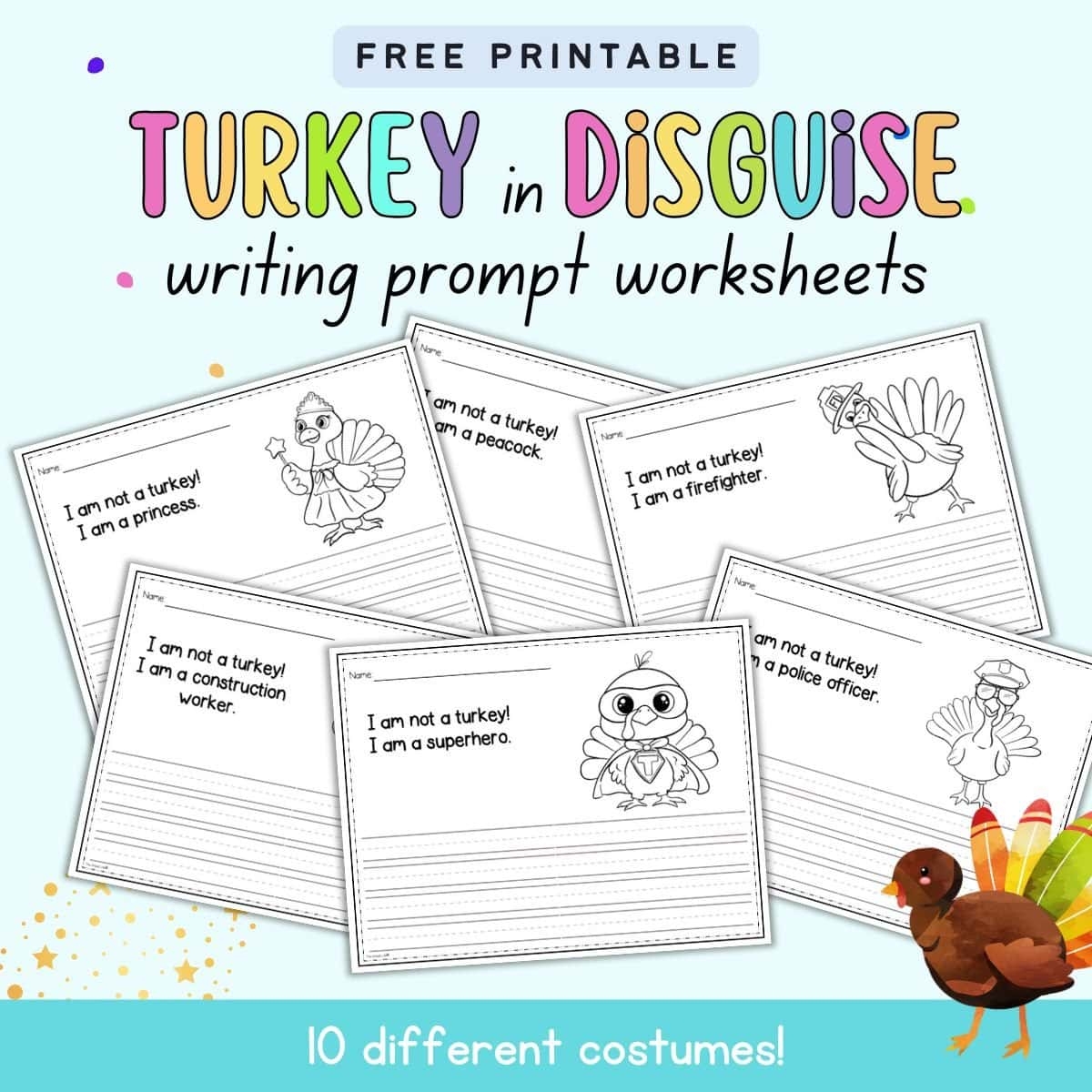 Free Printable Turkey In Disguise Coloring Creative Writing Worksheets The Artisan Life