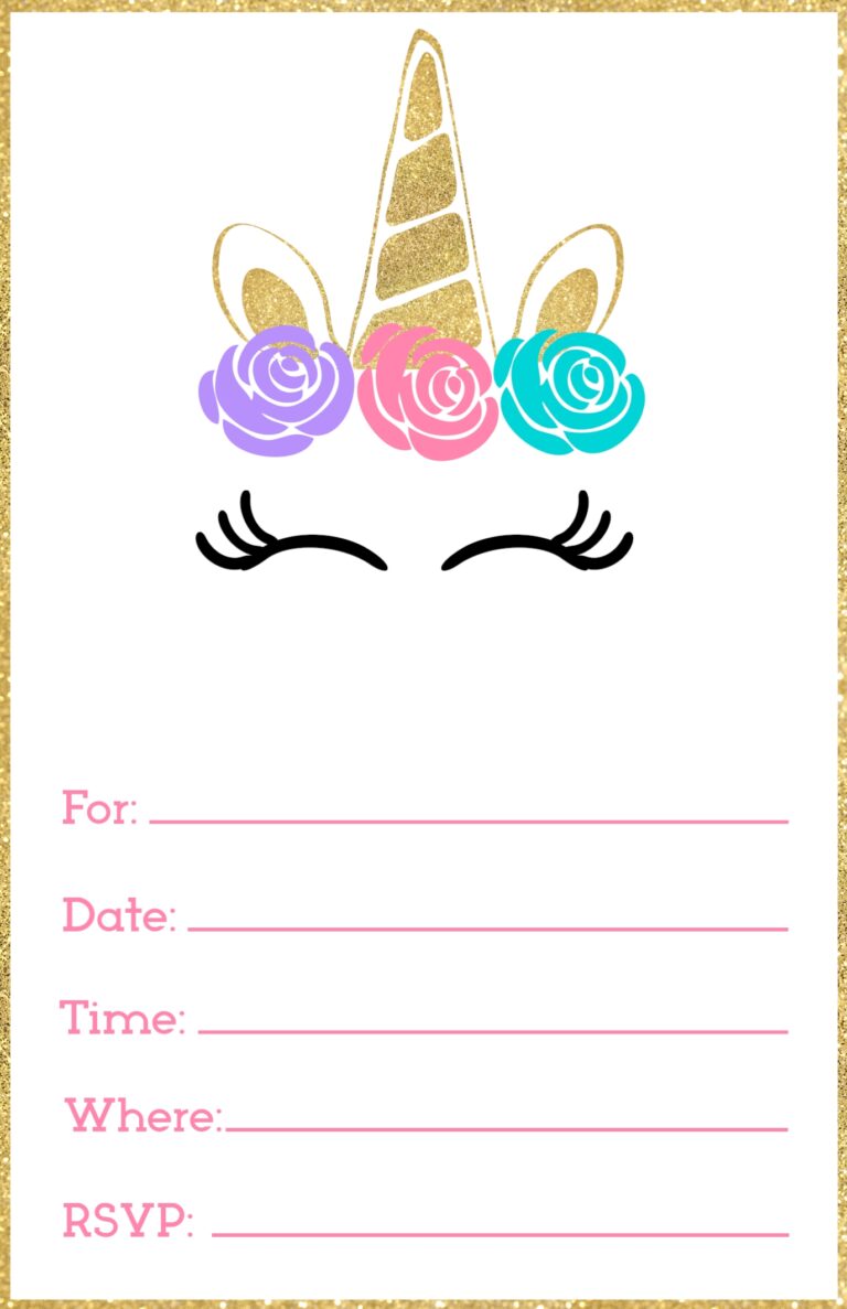 Free Printable Unicorn Invitations Template Paper Trail Design Worksheets Library