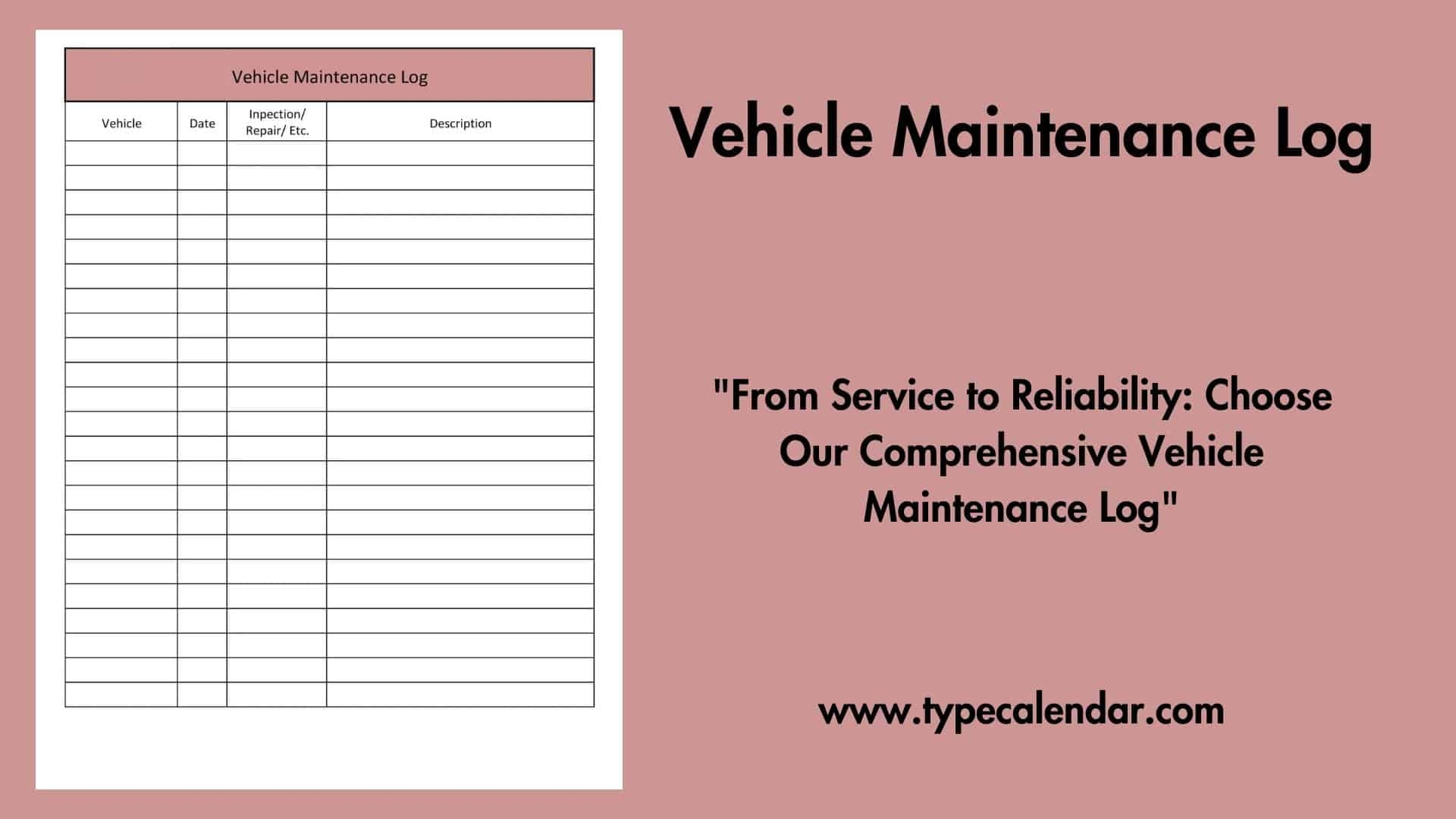 Free Printable Vehicle Maintenance Log Templates Excel Word PDF Free Printable Vehicle Maintenance Log Templates Excel Word PDF