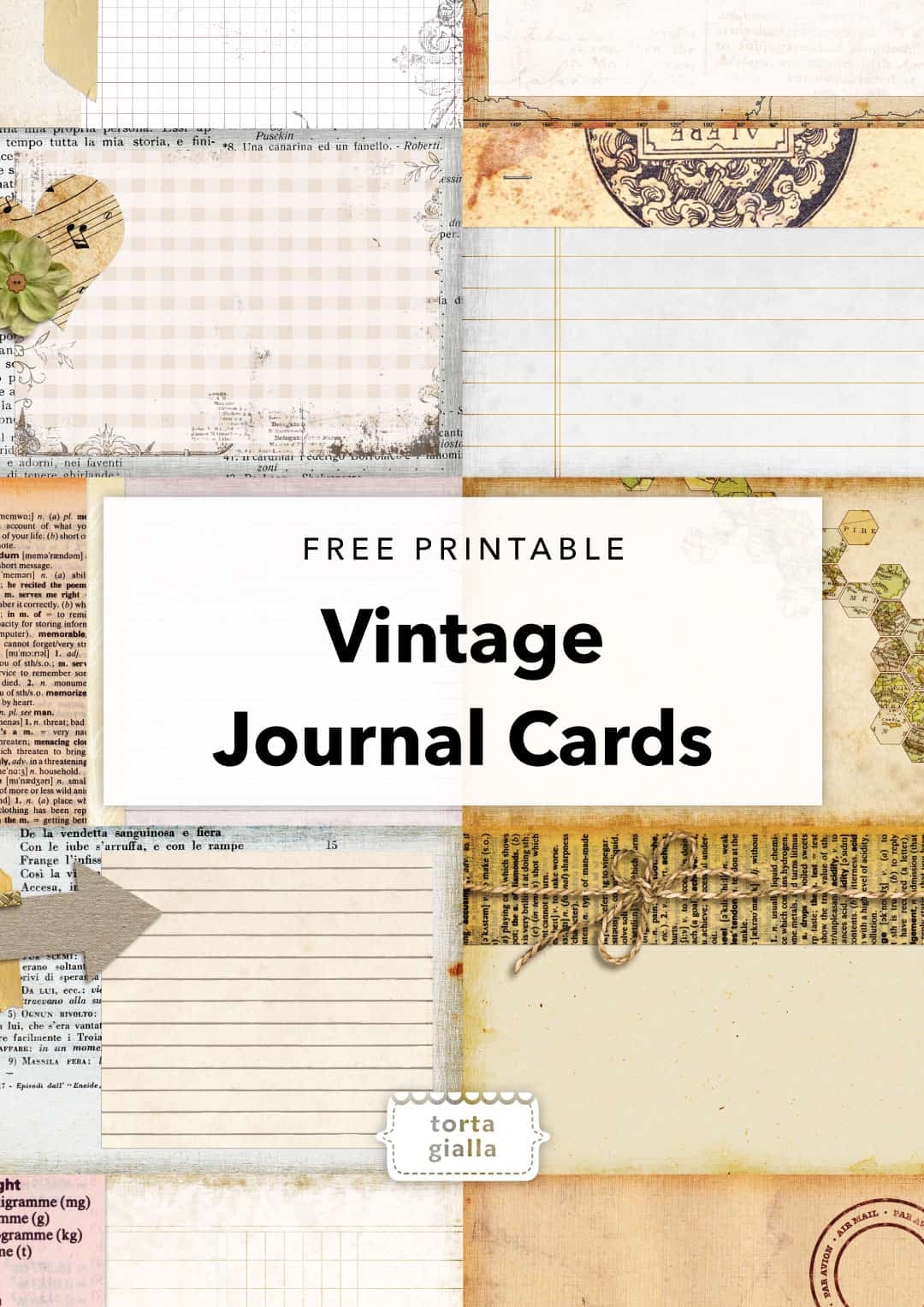 Free Printable Vintage Journal Cards Tortagialla
