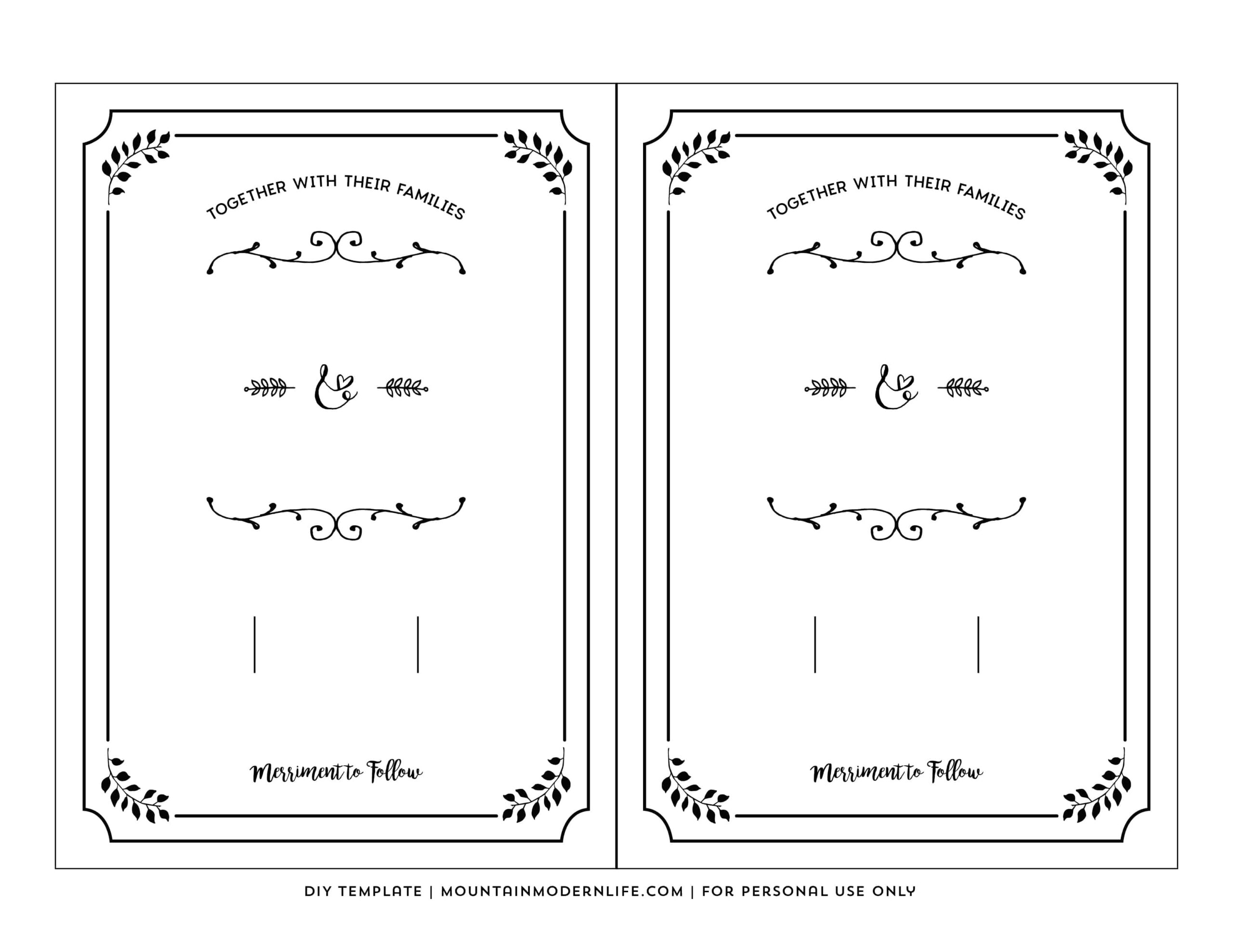 FREE Printable Wedding Invitation Template Worksheets Library