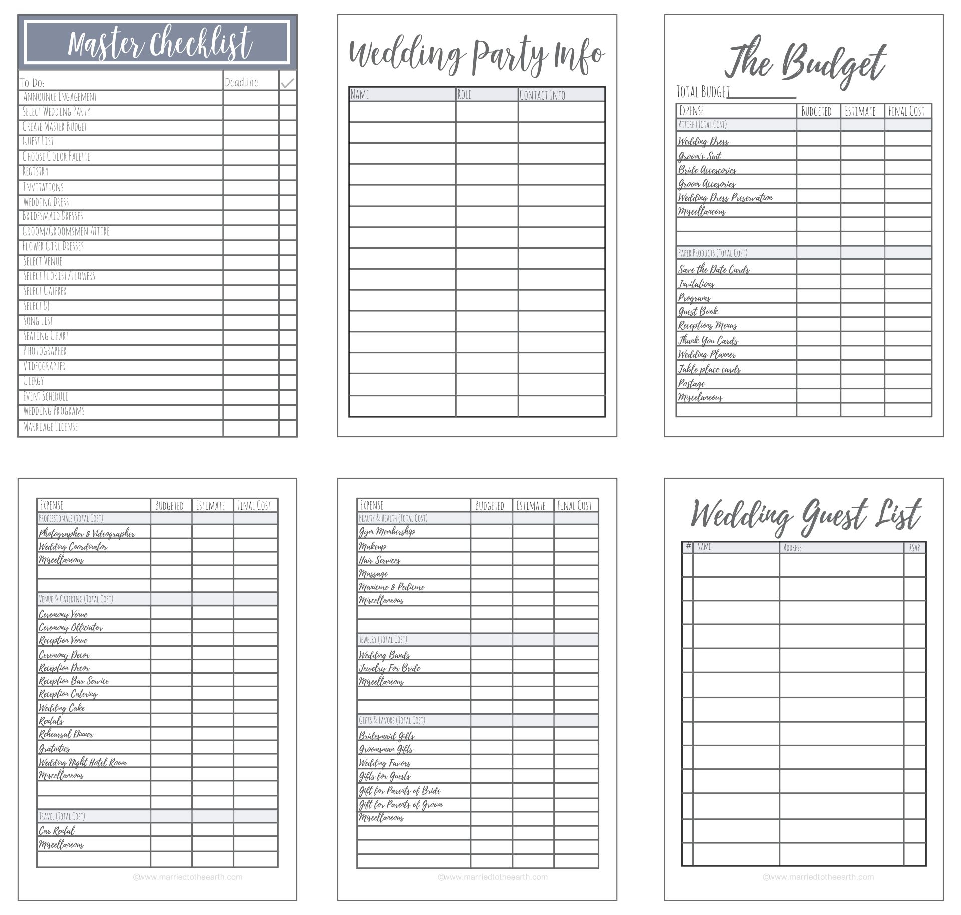 Free Printable Wedding Planner For Wedding Binder Worksheets 