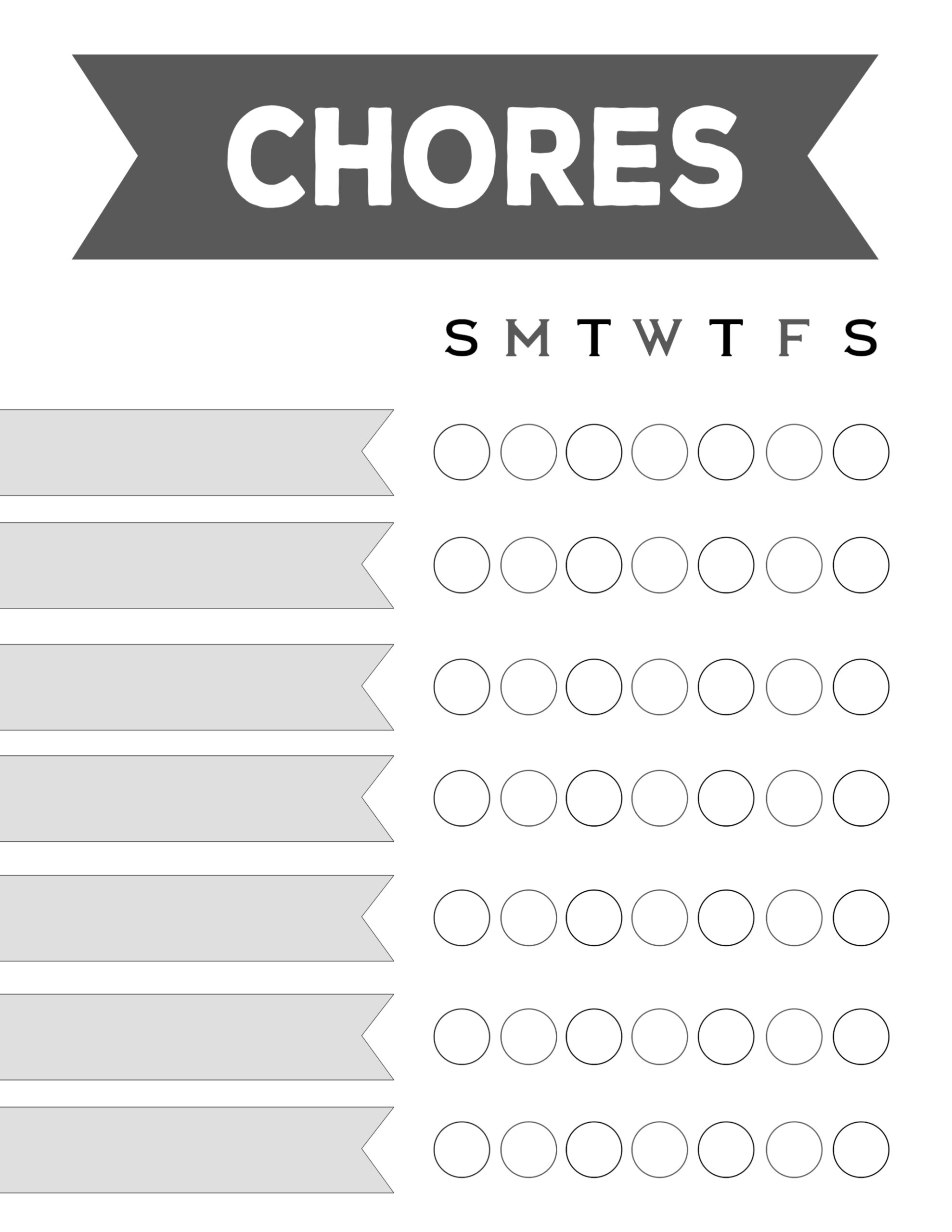 Blank Printable Chore Charts Free