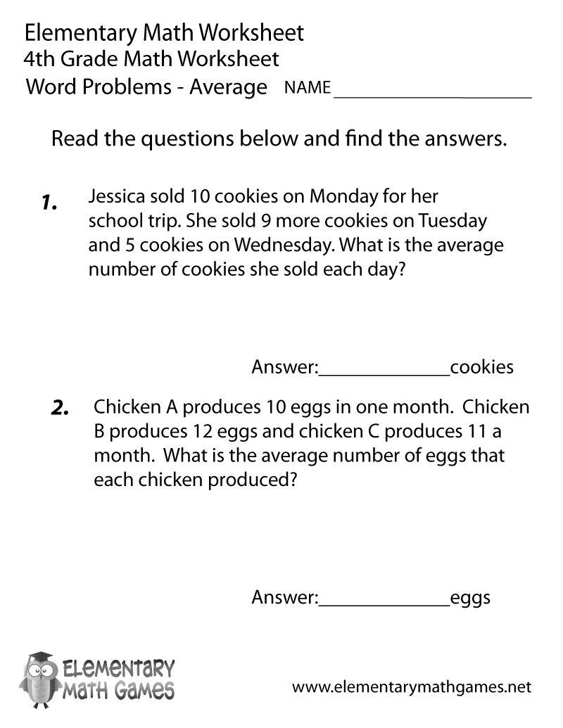 Free Printable Worksheets For Word Problems