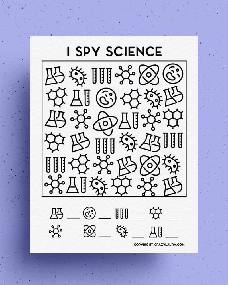 Free Science I Spy Printable Game Sheets For Kids Crazy Laura