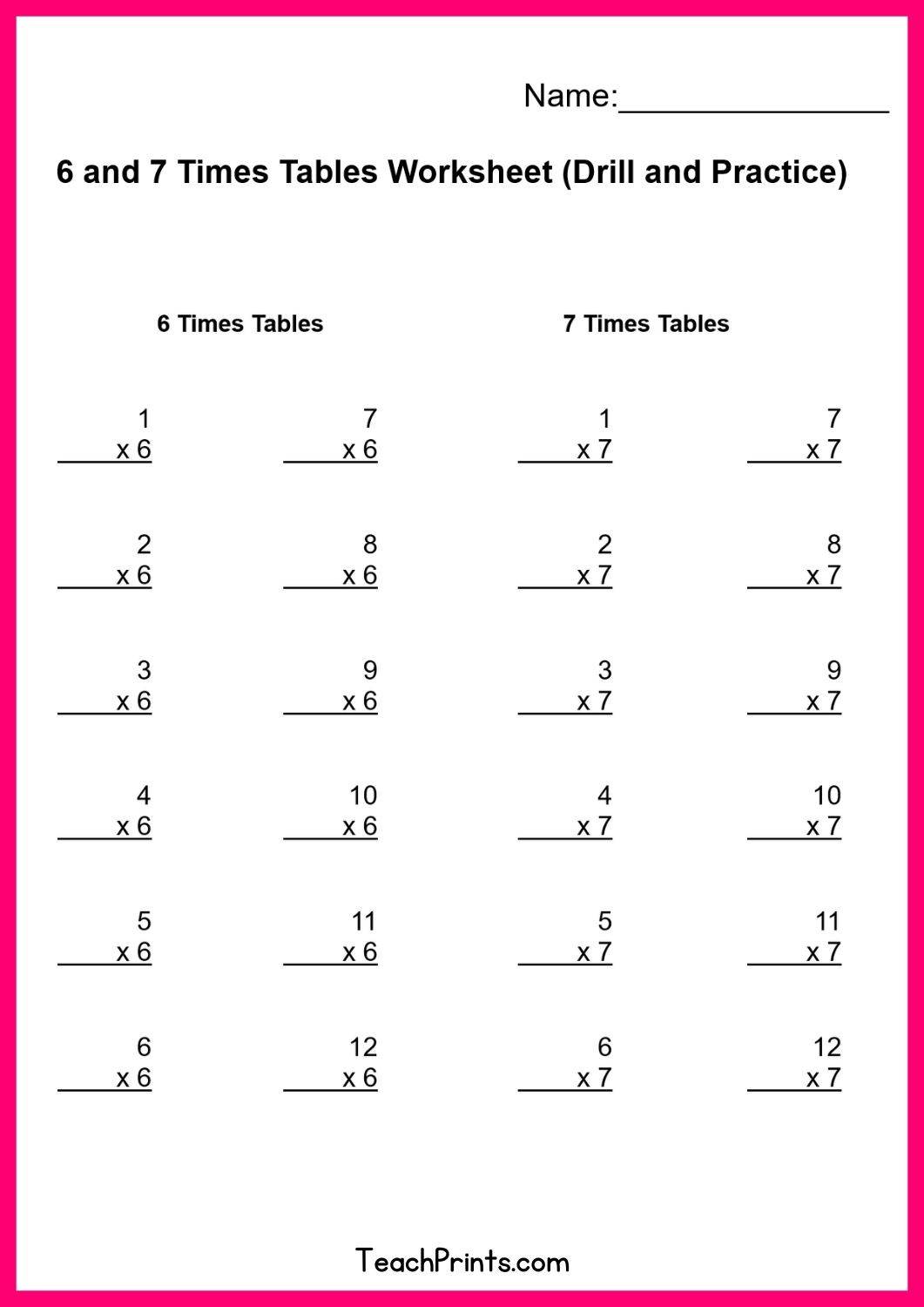 Free Printable Times Table Worksheets Pdf