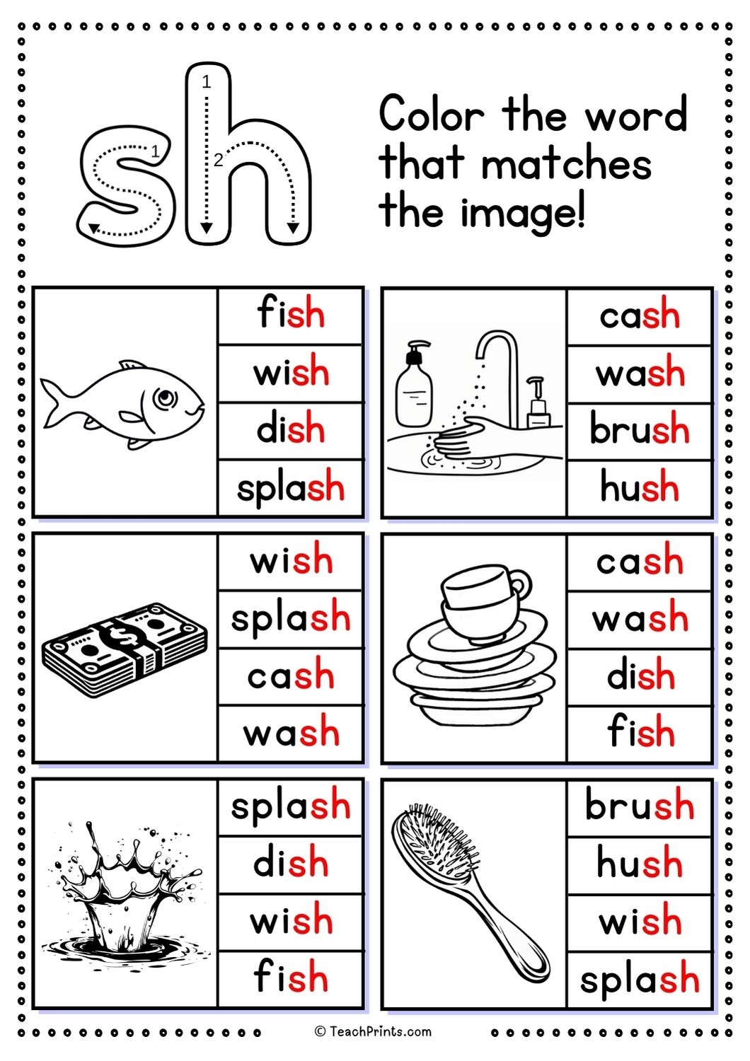 Free Sh Worksheets Teach Prints