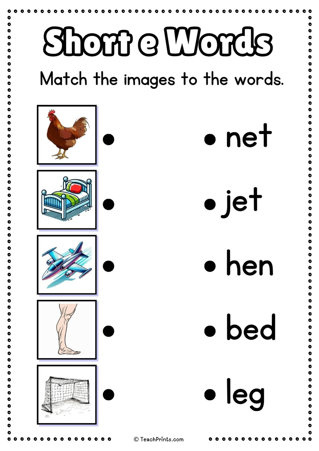 Free Short E Words Worksheets Teach Prints