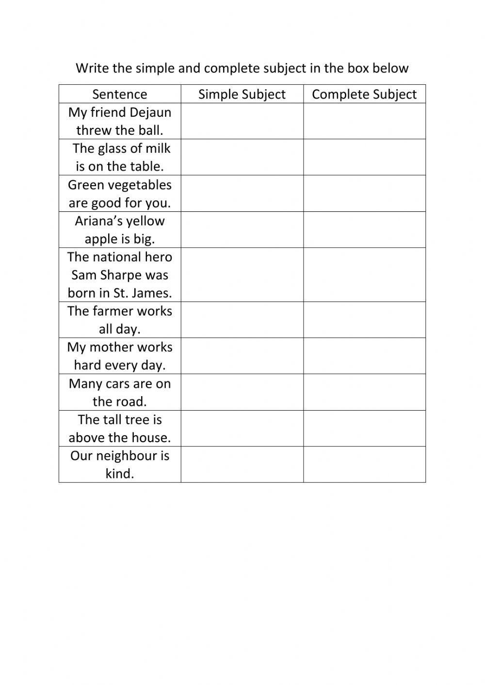 Free Simple Subject Worksheet Download Free Simple Subject Worksheet Png Images Free Worksheets On Clipart Library