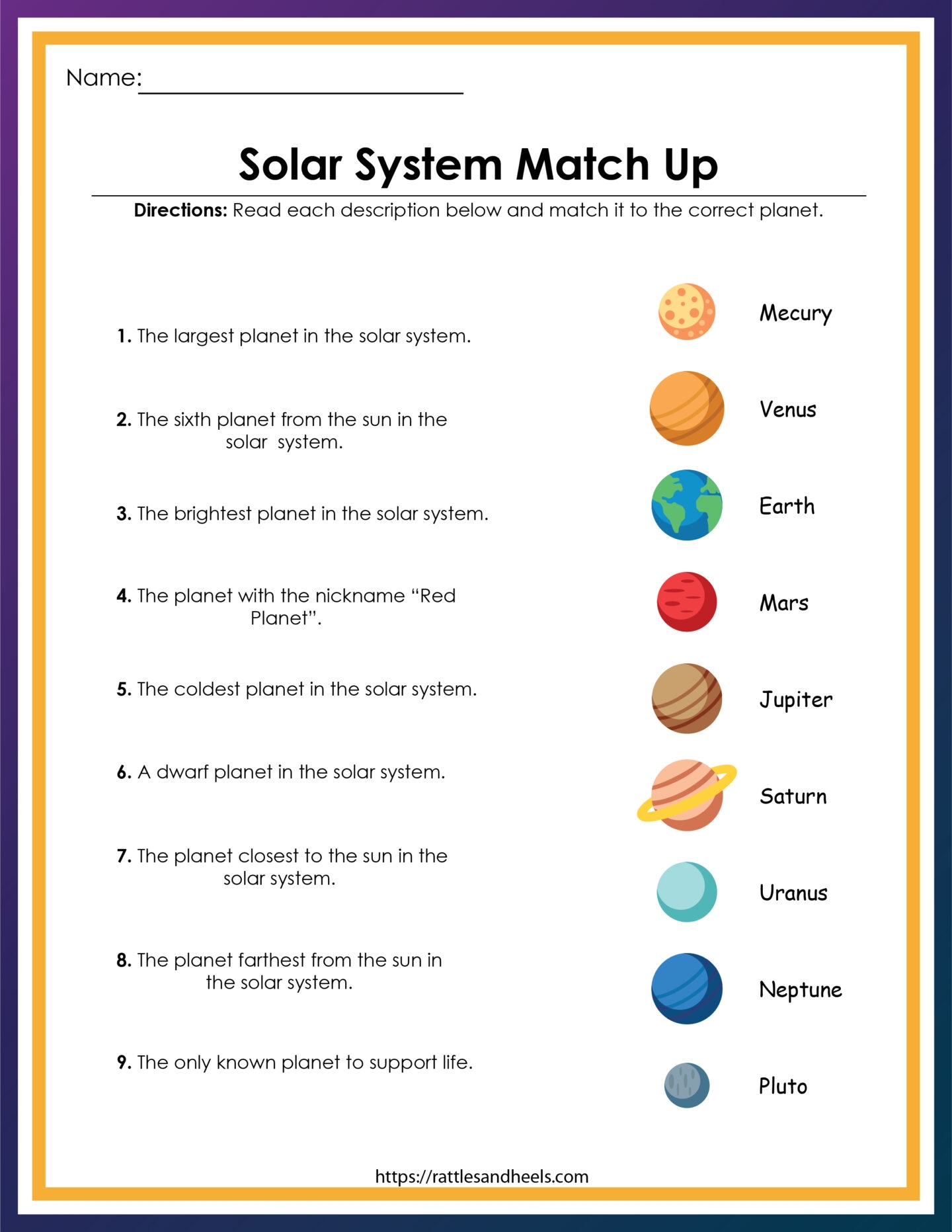 Free Printable Science Worksheets Solar System
