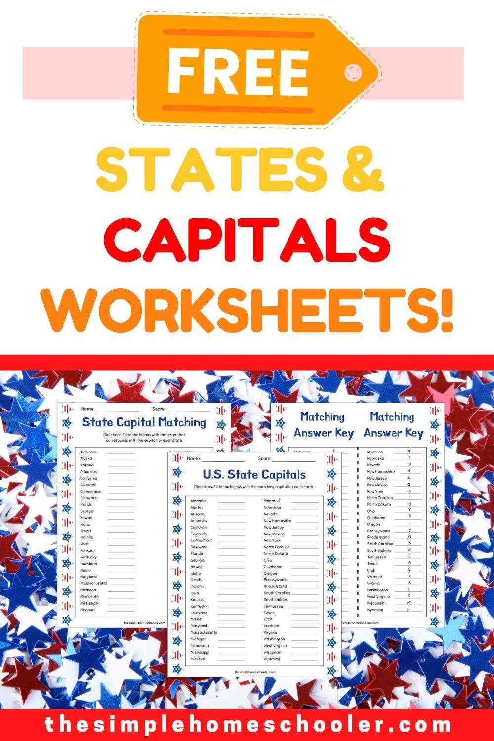 Free States U0026 Capitals Worksheet Packet Easy Print The Simple 