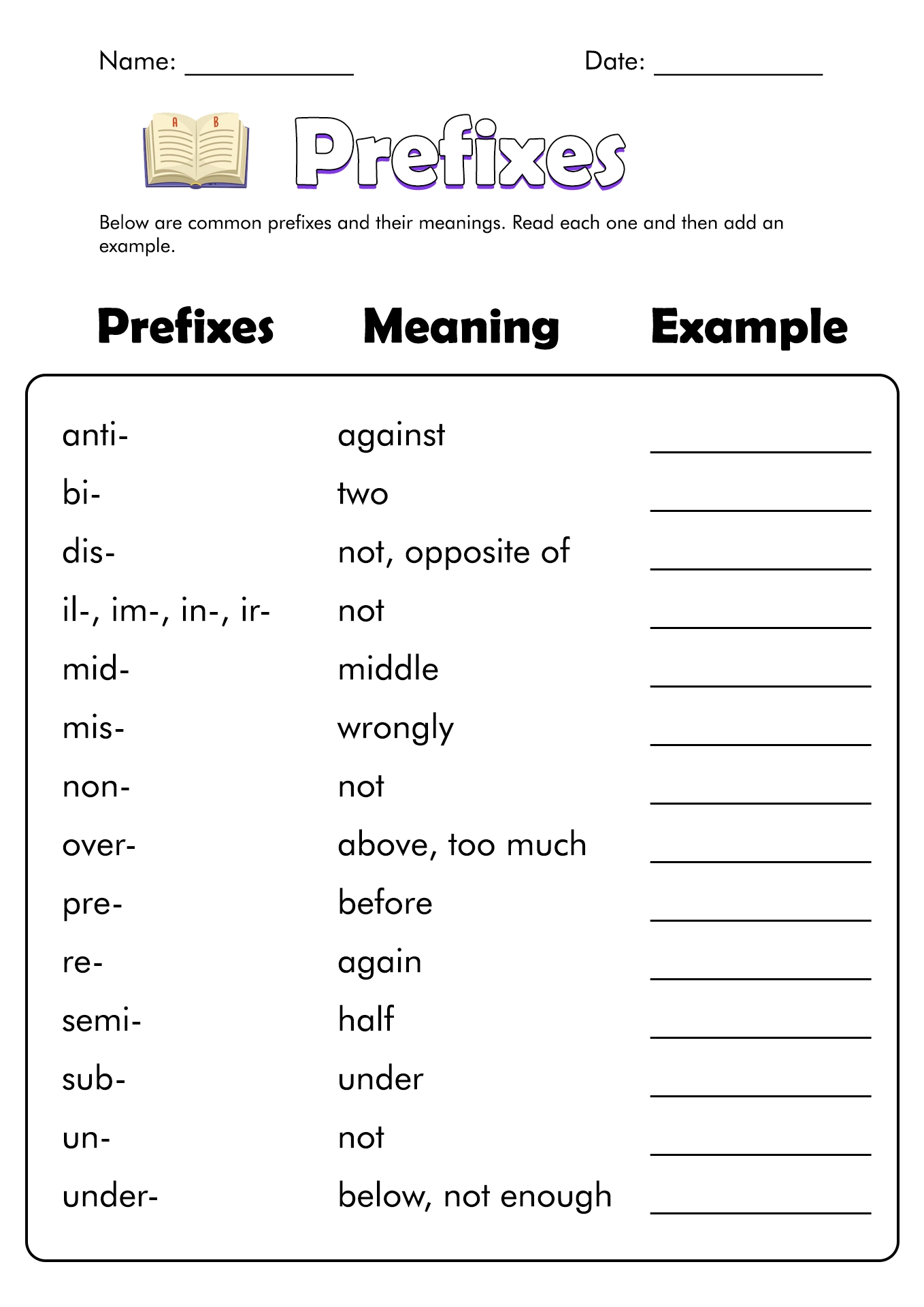 Free Suffix And Prefix Worksheet Download Free Suffix And Prefix Worksheet Png Images Free Worksheets On Clipart Library